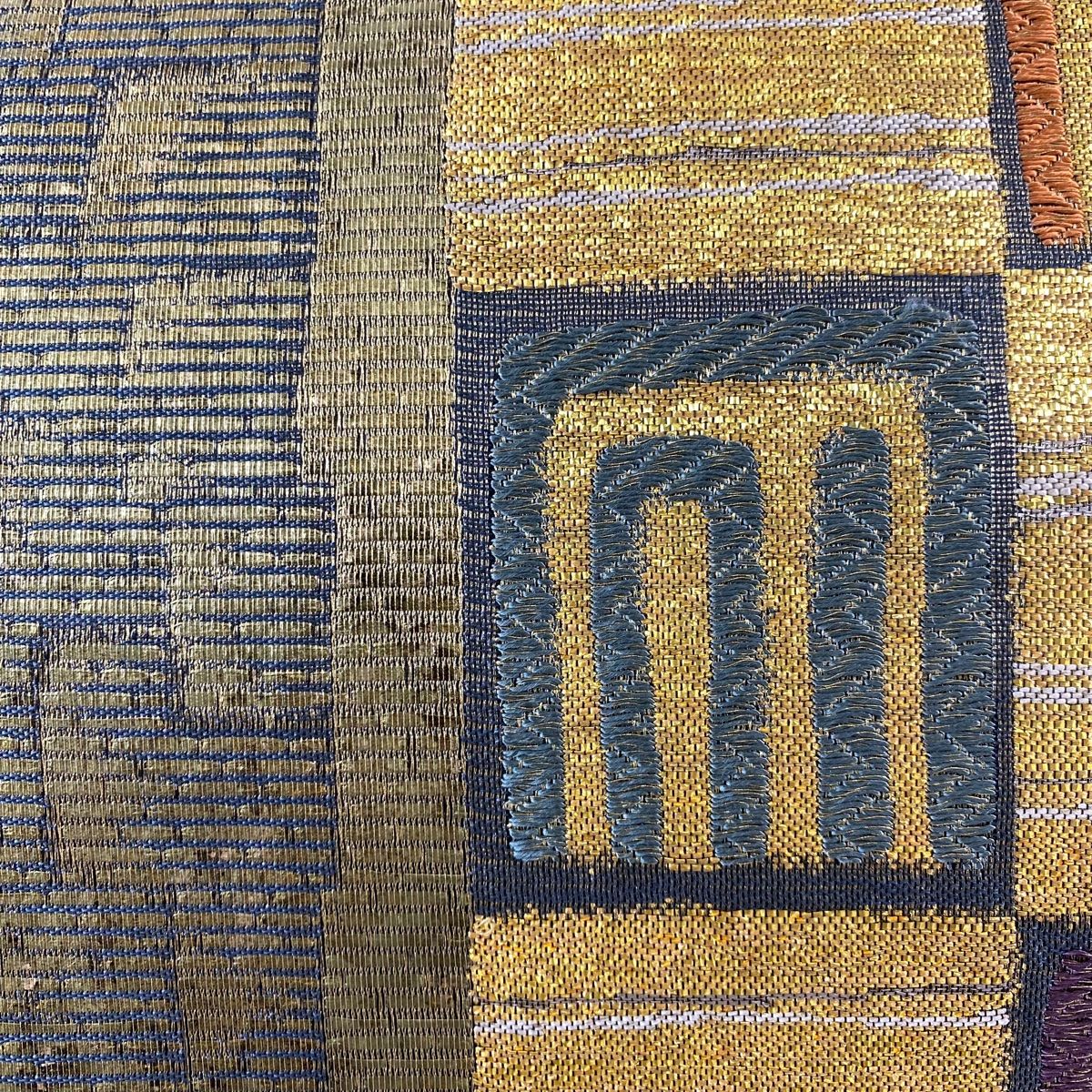 袋帯 羅紗庵 幾何学 箔 金色 六通 正絹