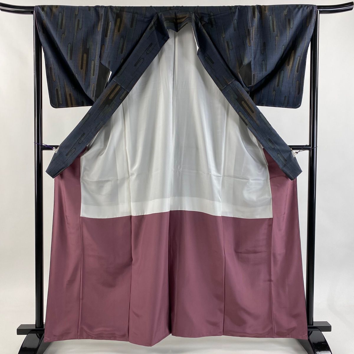  大島紬 身丈163 cm 裄丈65.5 M 袷 純泥染 証紙 壺だれ 紺色 正絹 秀品 紬 着物