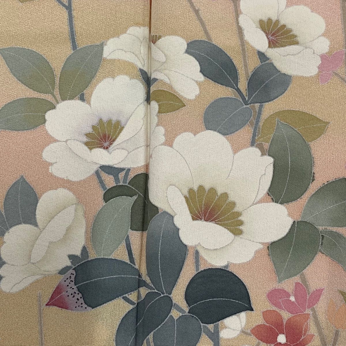  訪問着 身丈162 5 cm 裄丈64 M 袷 落款 枝花 霞 染め分け ぼかし 薄ピンク 正絹 秀品 訪問着 付け下げ 着物