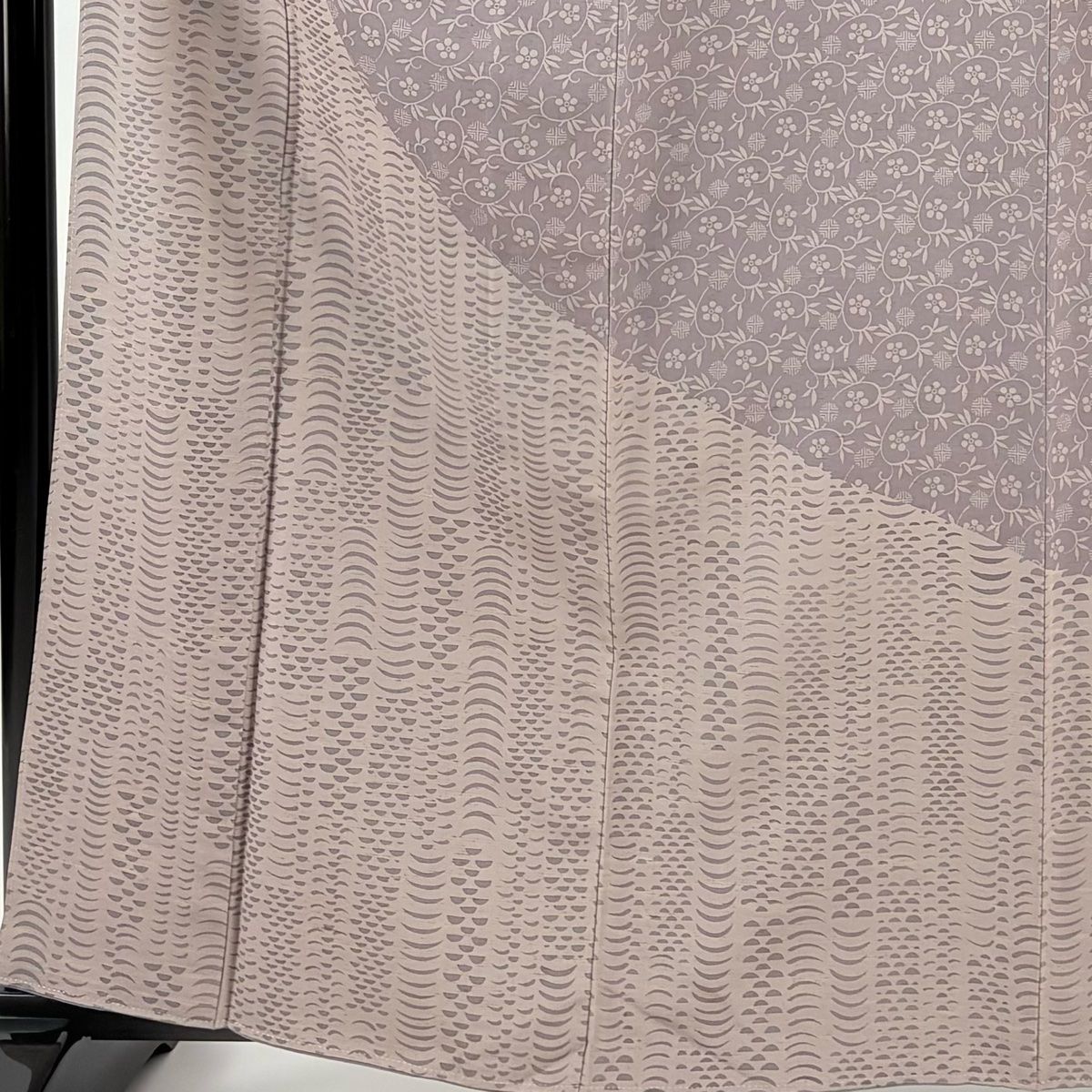 訪問着 身丈161 5 cm 裄丈66 M 袷 紬地 笹蔓 灰紫 正絹 秀品