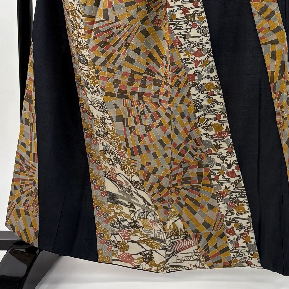 訪問着 身丈161.5 cm 裄丈66.5 M 袷 紬地 落款 家屋 笠松 墨色 正絹 秀品