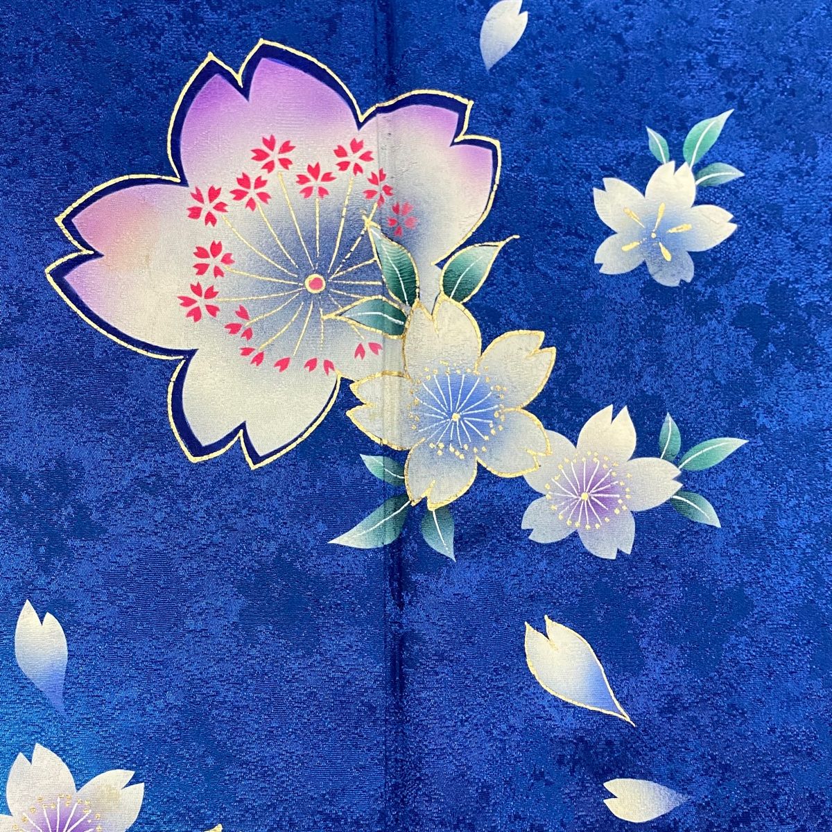 桜の花柄青色振袖 楽天市場】【成人式 振袖 レンタル】RS973 正絹 青 桜と辻が花フル