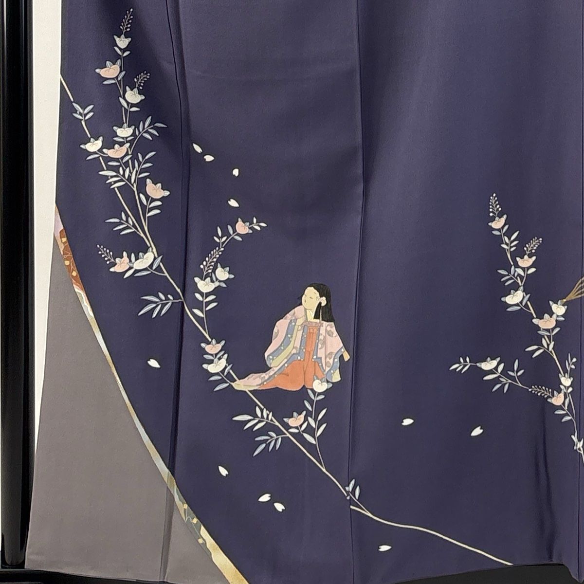 訪問着 身丈159 cm 裄丈65 M 袷 落款 童 橘 金彩 銀彩 紫 正絹 秀品