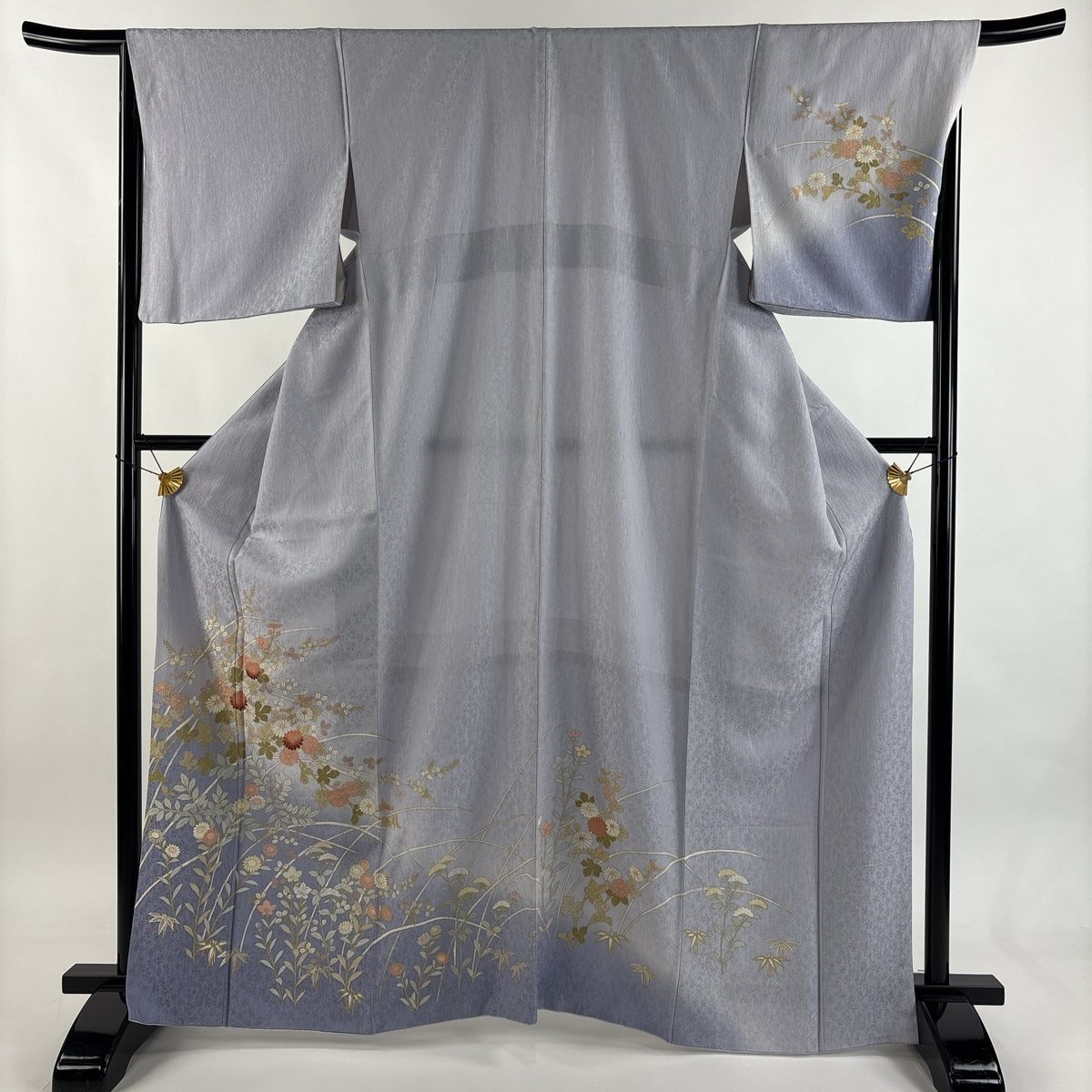 訪問着 身丈166 cm 裄丈67 M 袷 菊 萩 金彩 ぼかし 薄紫 正絹 秀品