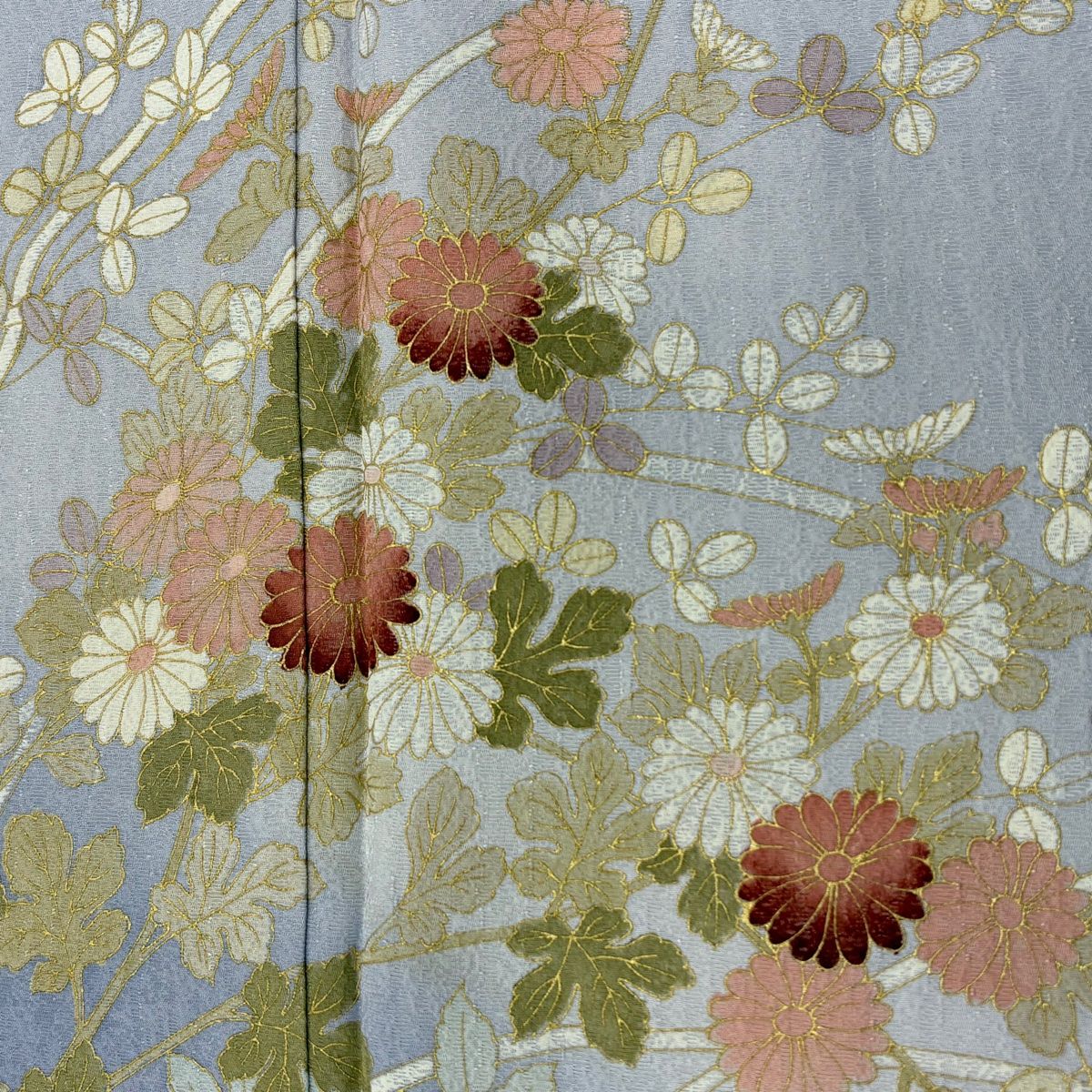  訪問着 身丈166 cm 裄丈67 M 袷 菊 萩 金彩 ぼかし 薄紫 正絹 秀品 訪問着 付け下げ 着物