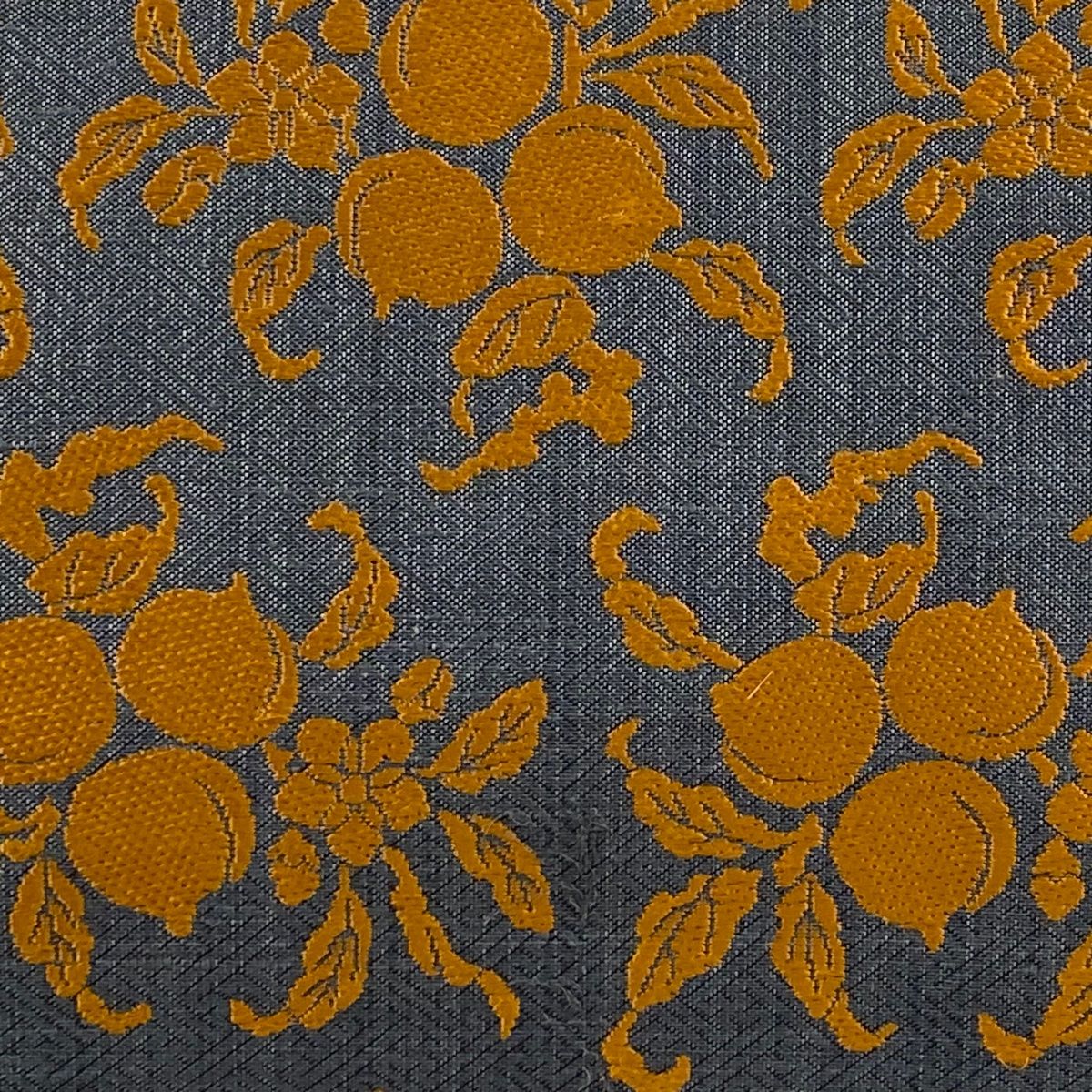 名古屋帯 秀品 草花 生り物 青灰色 正絹