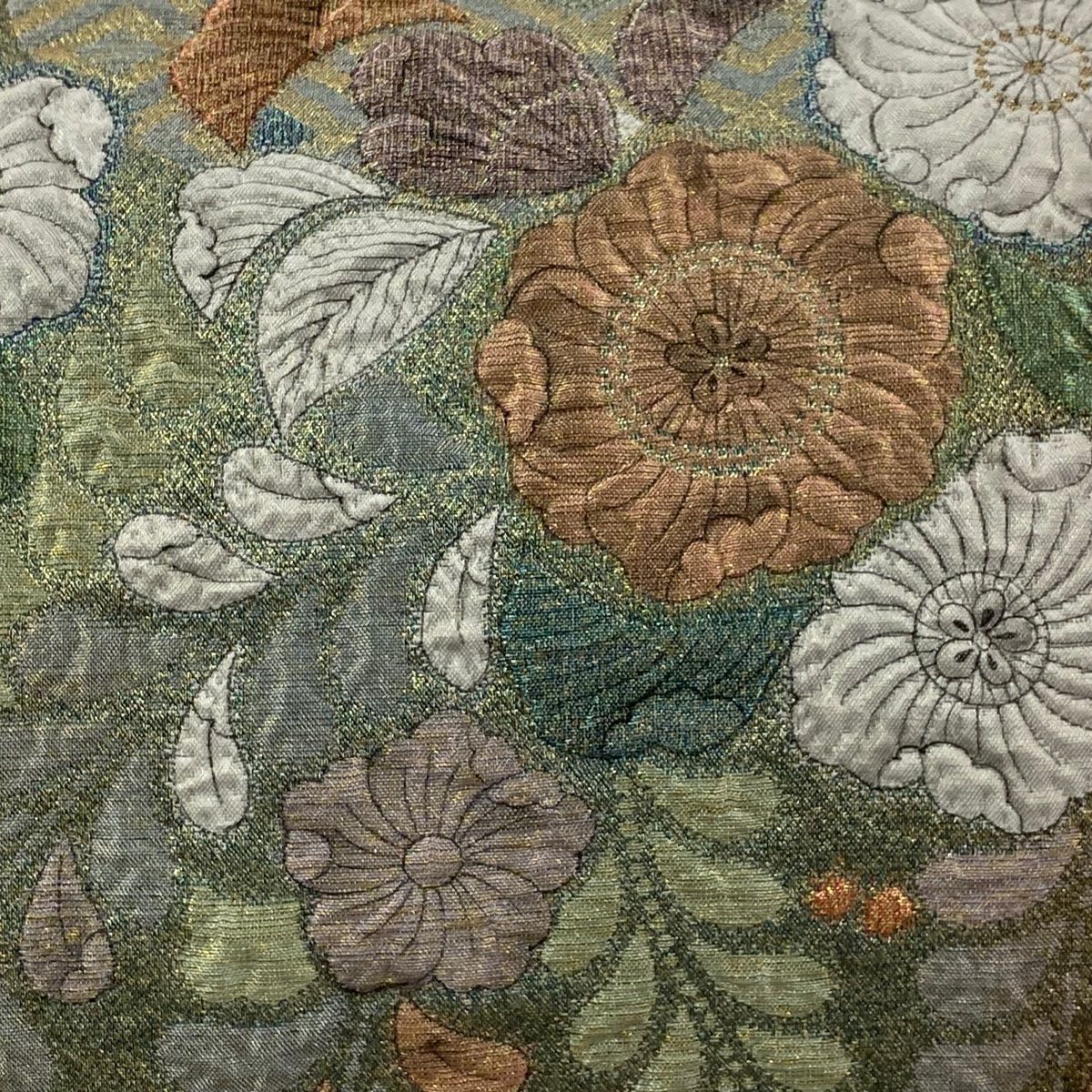 袋帯 秀品 辻が花柄 金糸 箔 緑 お太鼓柄 正絹 【中古】 - メルカリ