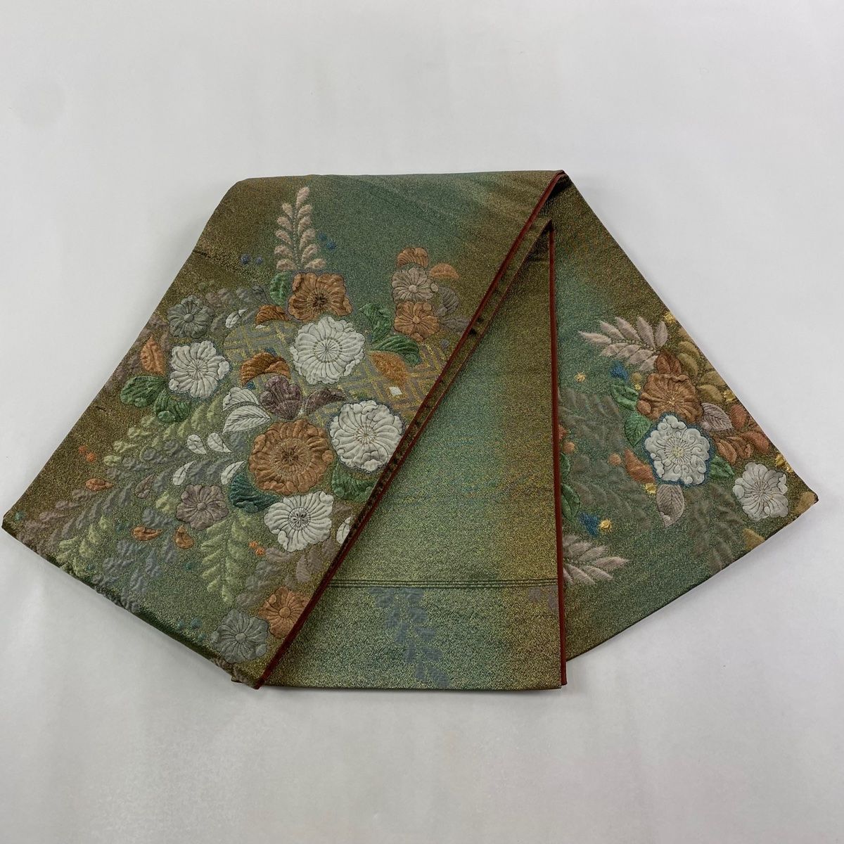 袋帯 秀品 辻が花柄 金糸 箔 緑 お太鼓柄 正絹 【中古】 - メルカリ