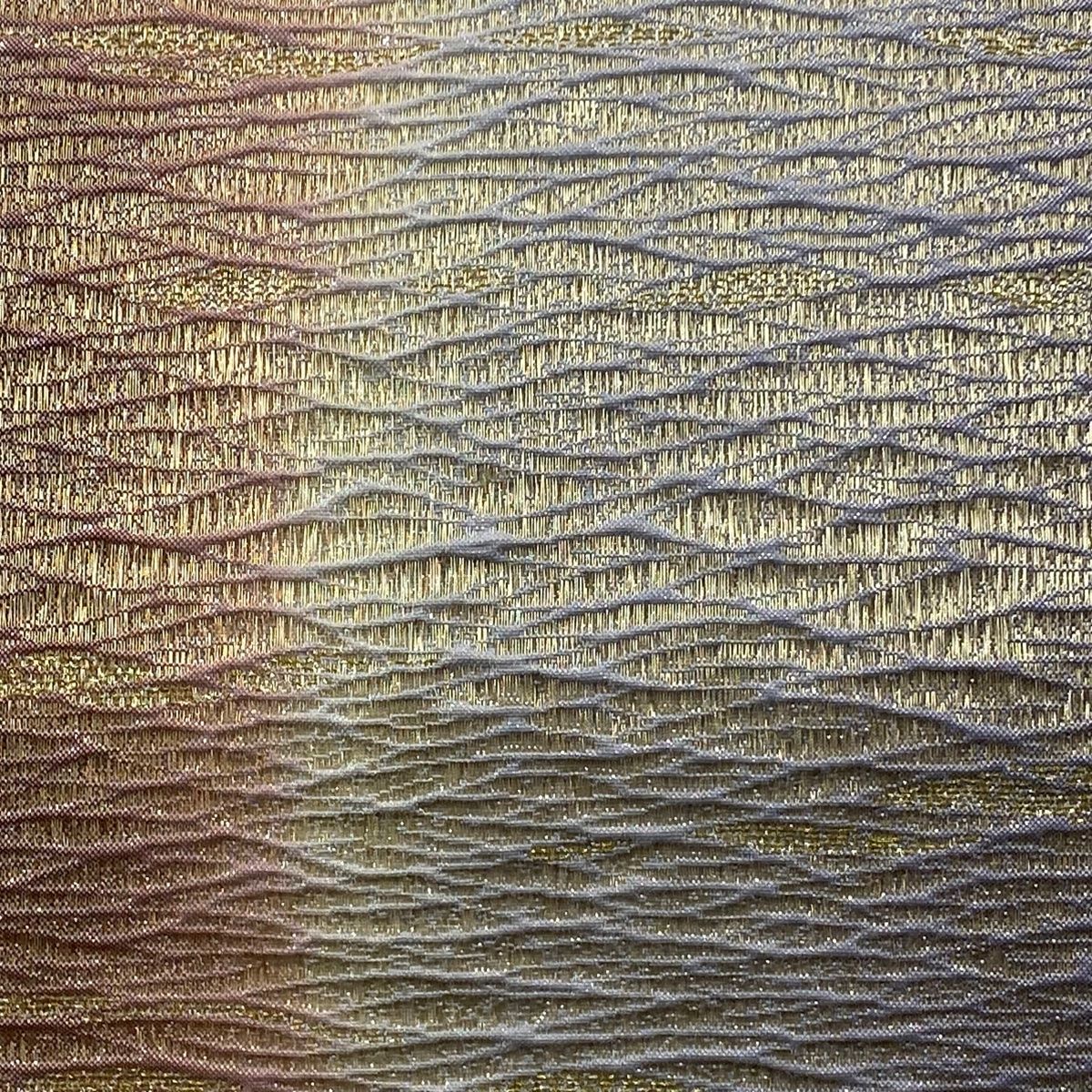 袋帯 秀品 幾何学 金糸 箔 薄紫 全通 正絹