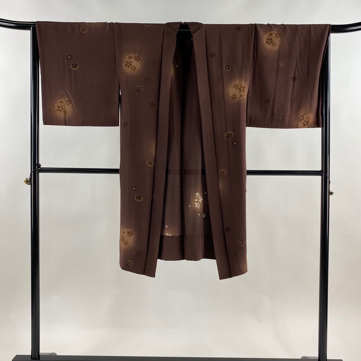  羽織 身丈108 5 cm 裄丈69 L 桜 雪輪 ぼかし 金彩 小豆色 正絹 羽織 着物 浴衣