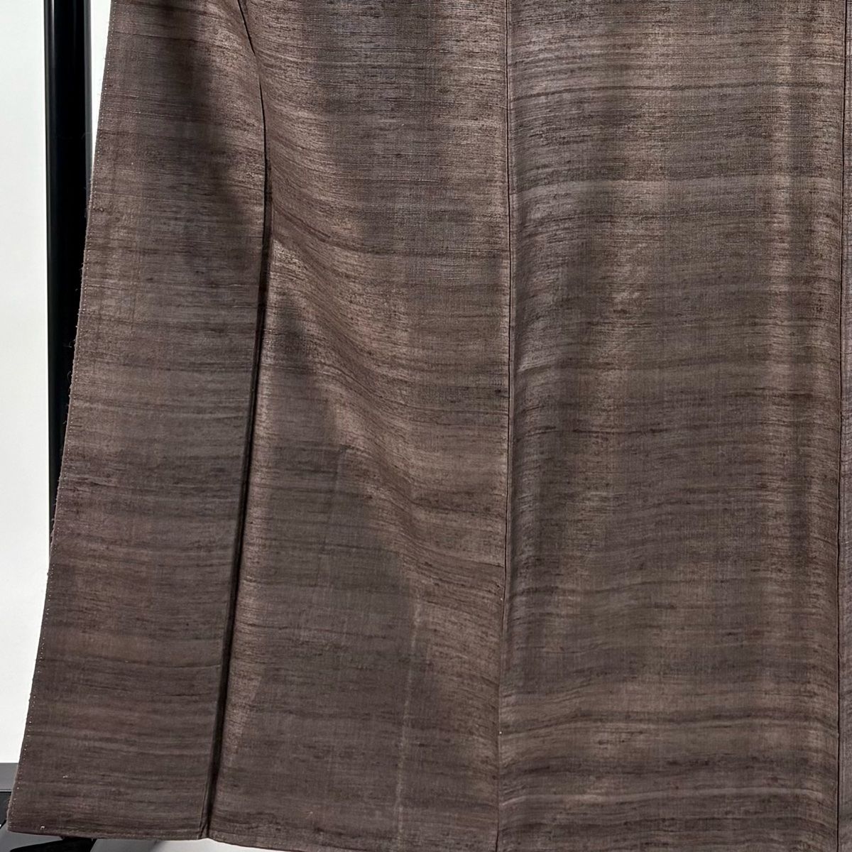 紬 身丈162 cm 裄丈66 5 M 袷 野蚕糸 縞 茶紫 正絹
