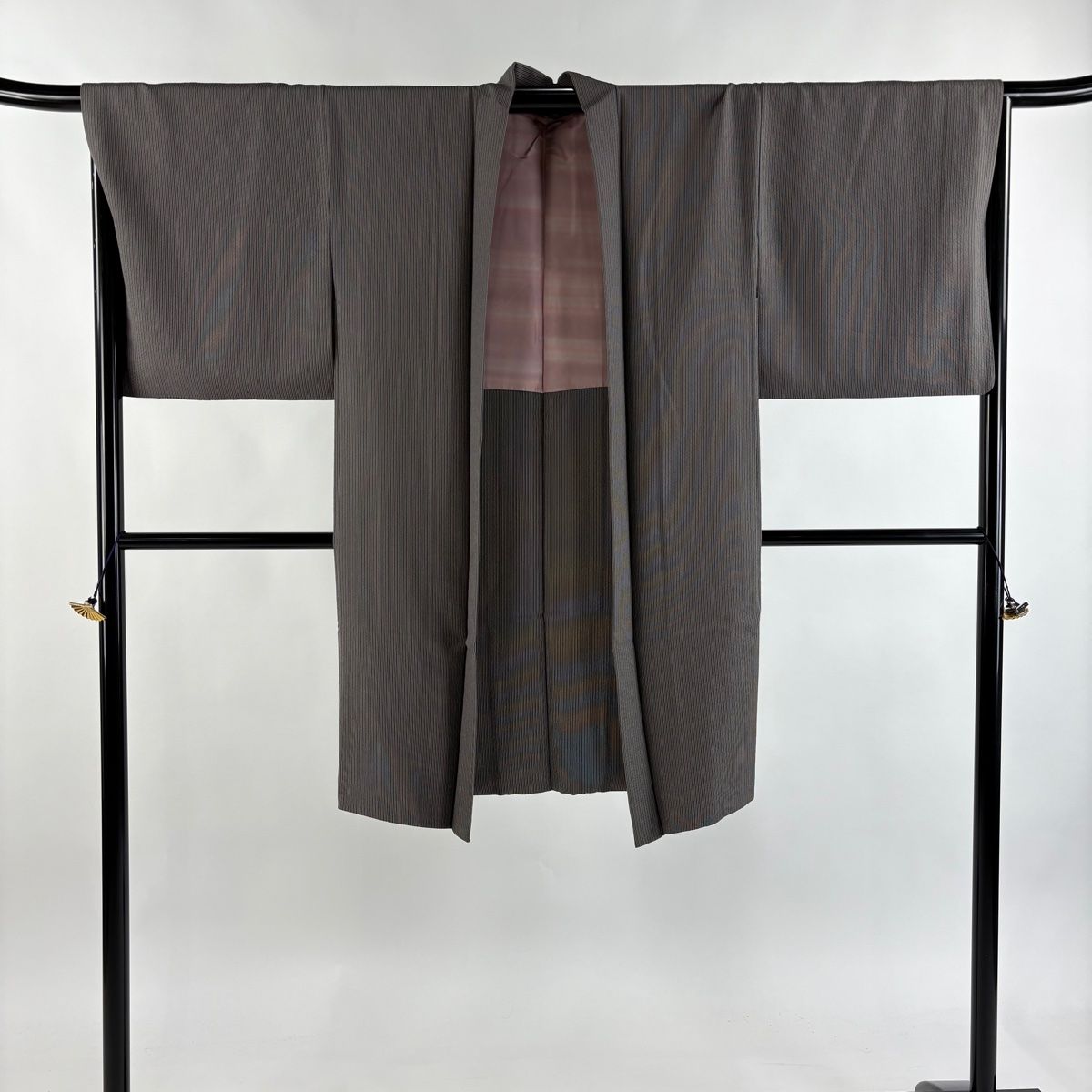  羽織 身丈106 cm 裄丈67 5 L 縞 灰色 正絹 羽織 着物 浴衣