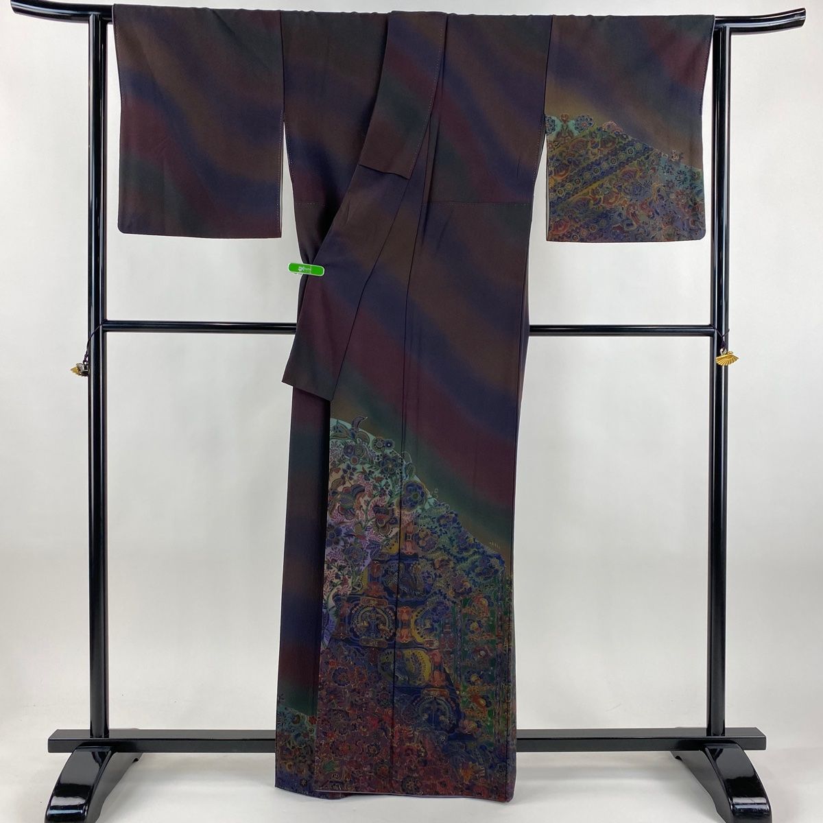 超豪華絢爛綺麗美品身丈162cm裄丈69cm⭐️グレー紫刺繍正絹付下げ⭐️ 美品】 振袖 身丈165cm 裄丈67.5cm L 袷 花丸文 桜 金彩 ぼかし えんじ