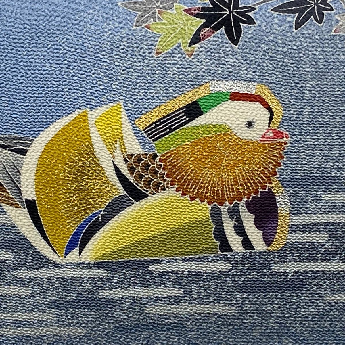 人間国宝 羽田登喜男 落款 ナニワノイバラと鴛鴦 手描き友禅 名古屋帯 お着物 楽天市場】名古屋帯 美品 逸品 人間国宝 羽田登喜男 落款あり 鴛鴦 楓