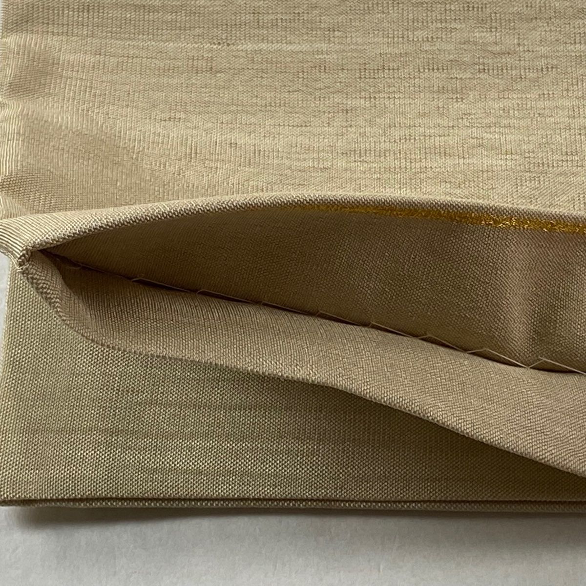  袋帯 南蛮船 雲文 金糸 綴織 薄茶色 お太鼓柄 正絹 袋帯 帯