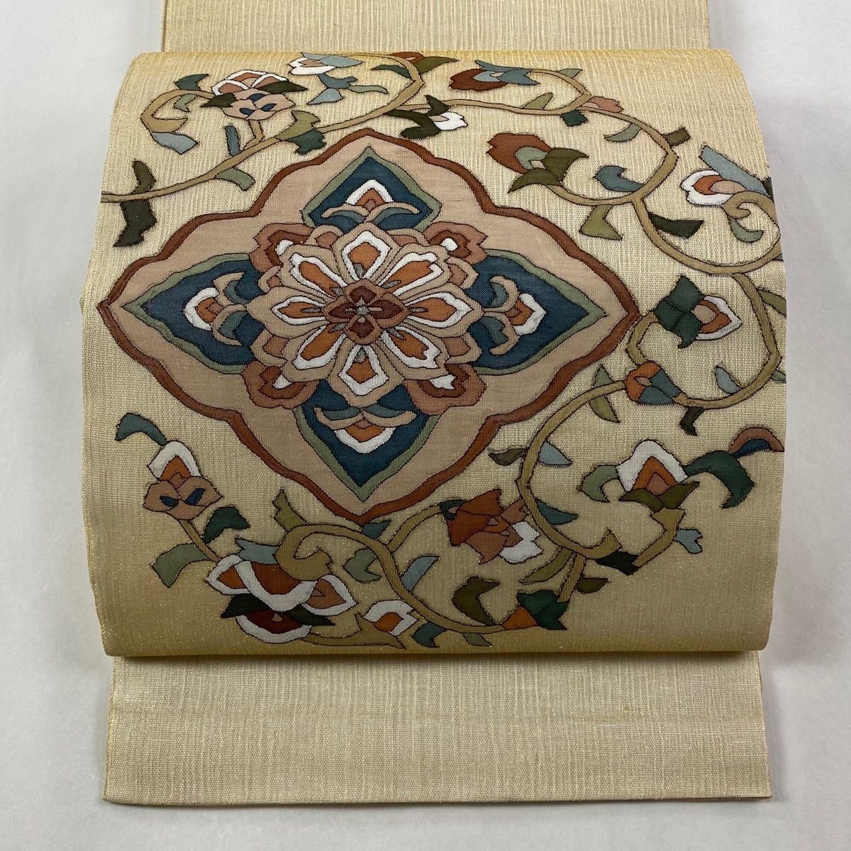 袋帯 夏帯 華文 金銀糸 金色 お太鼓柄 正絹