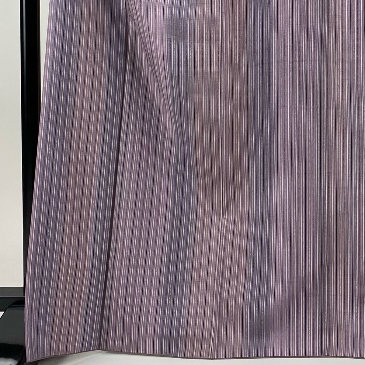小紋 身丈169 cm 裄丈66 M 袷 紬地 縦縞 薄紫 正絹