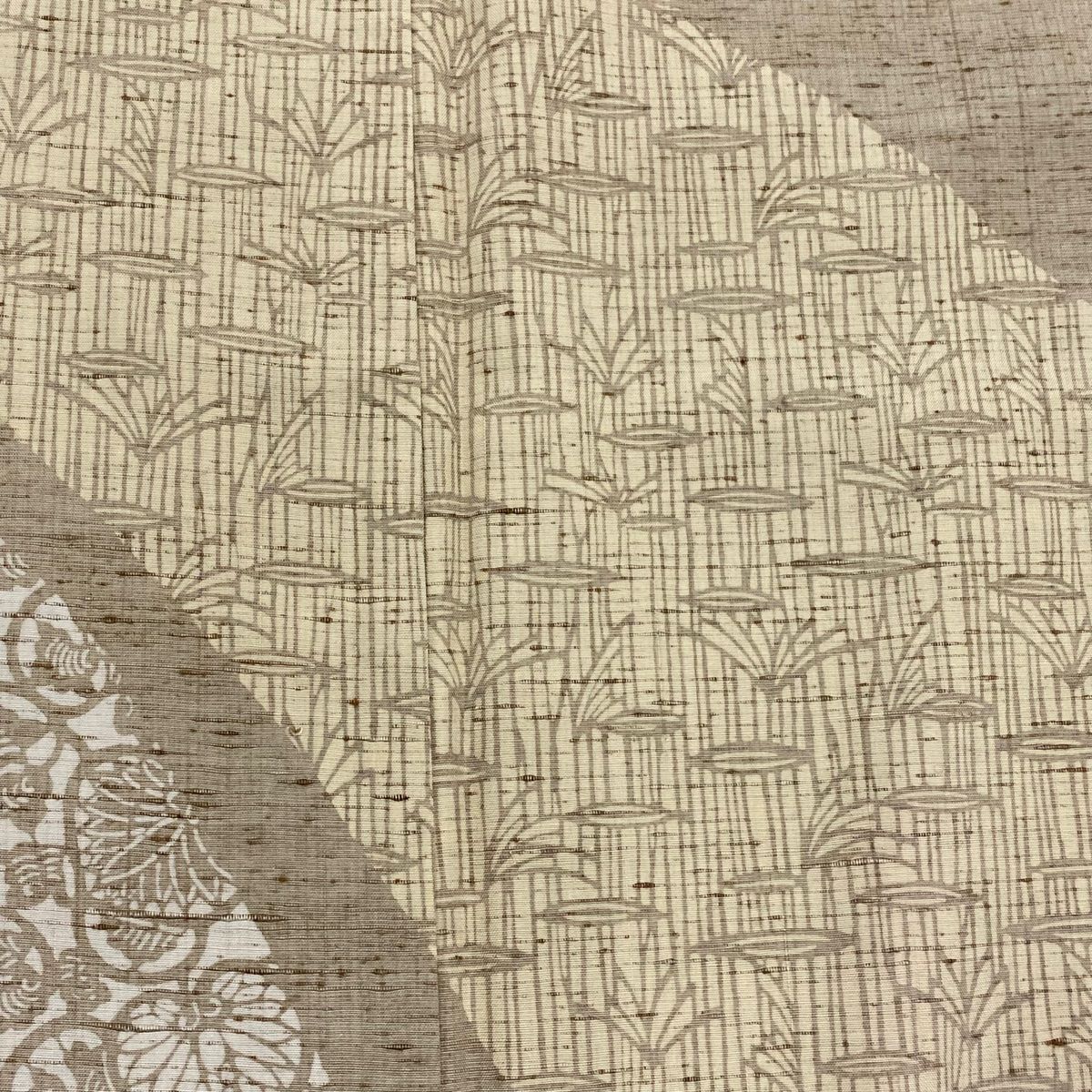 訪問着 身丈167cm 裄丈66cm M 袷 川村久太郎 紬地 落款 葉 葵 薄茶色