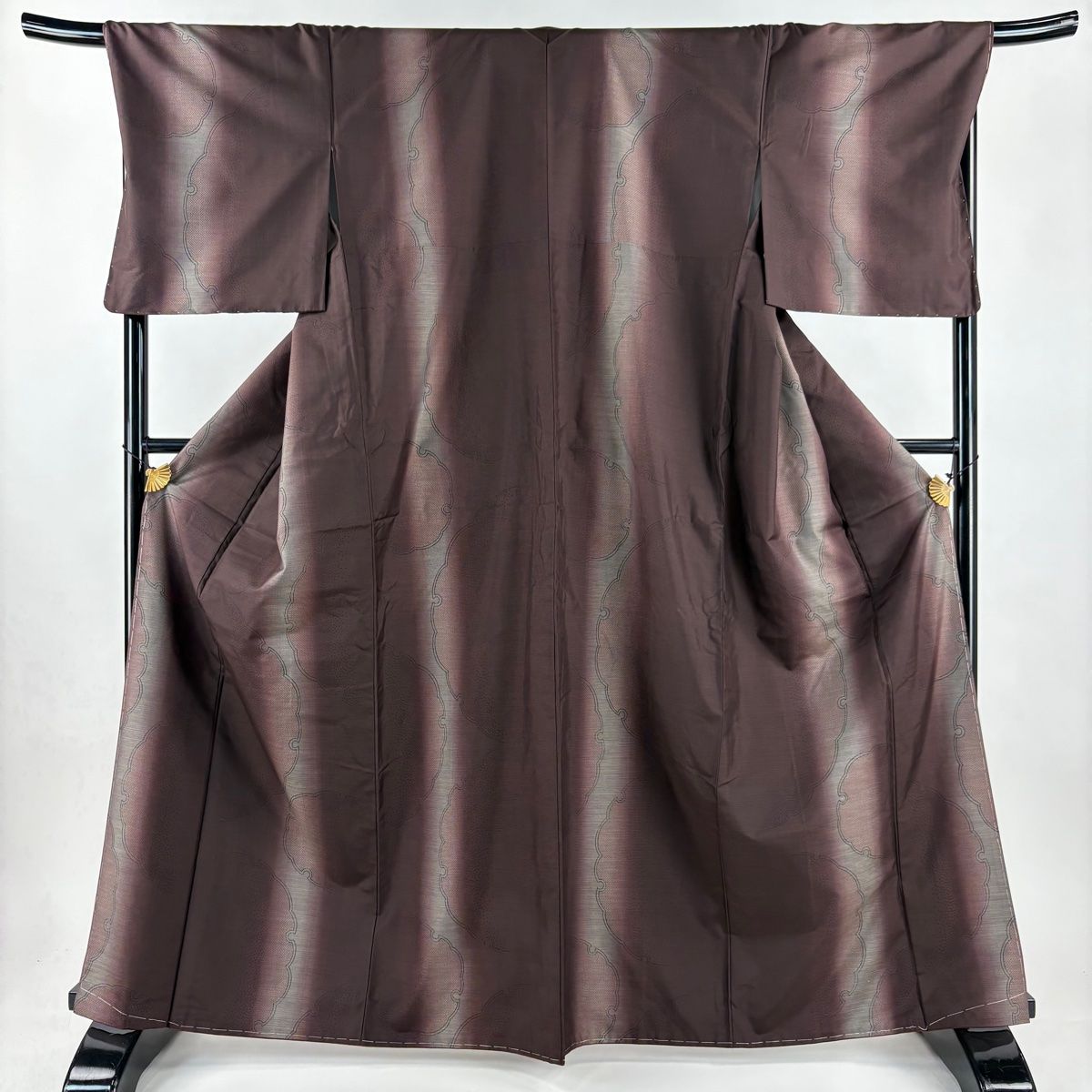 大島紬 身丈164 5 cm 裄丈69 L 袷 証紙 雪輪 茶紫 正絹