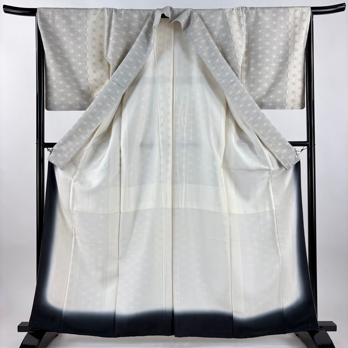  お召 身丈163 cm 裄丈65 M 袷 本塩沢 証紙 麻の葉 ベージュ 正絹 その他 着物