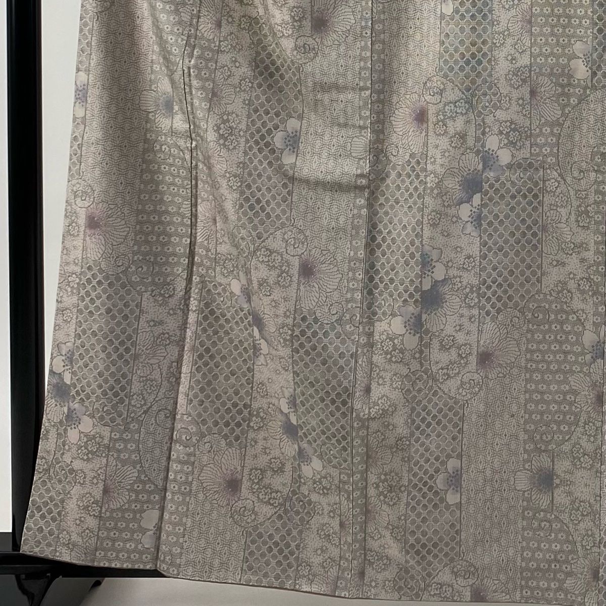 紬 身丈163 cm 裄丈63 5 S 袷 桜 花唐草 灰桜 正絹