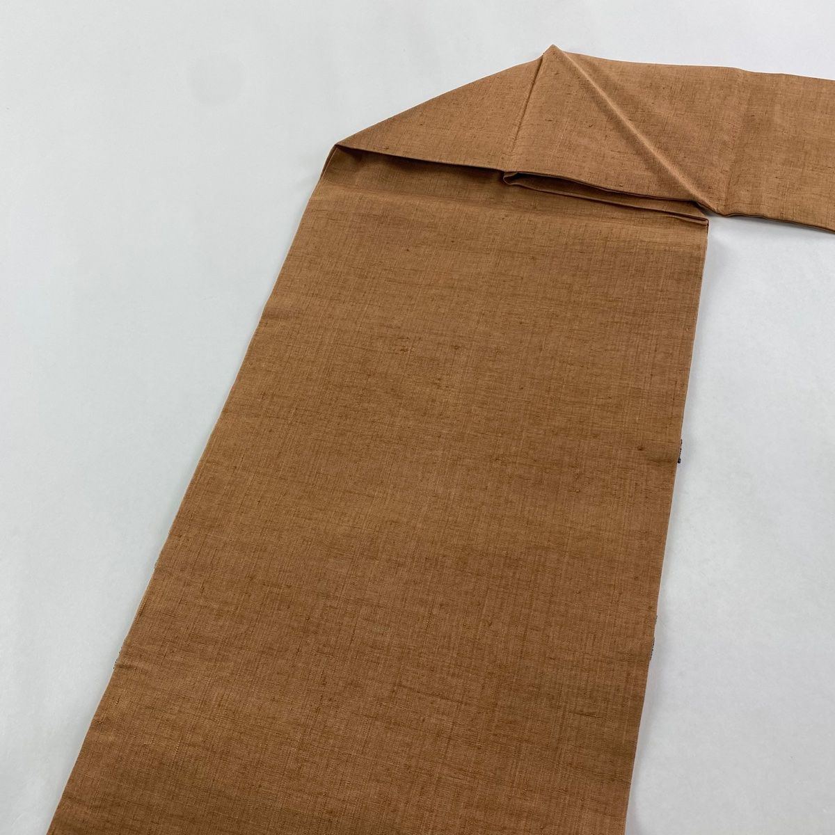  名古屋帯 秀品 紬地 草花 相良刺繍 汕頭刺繍 薄茶色 正絹 名古屋帯 帯