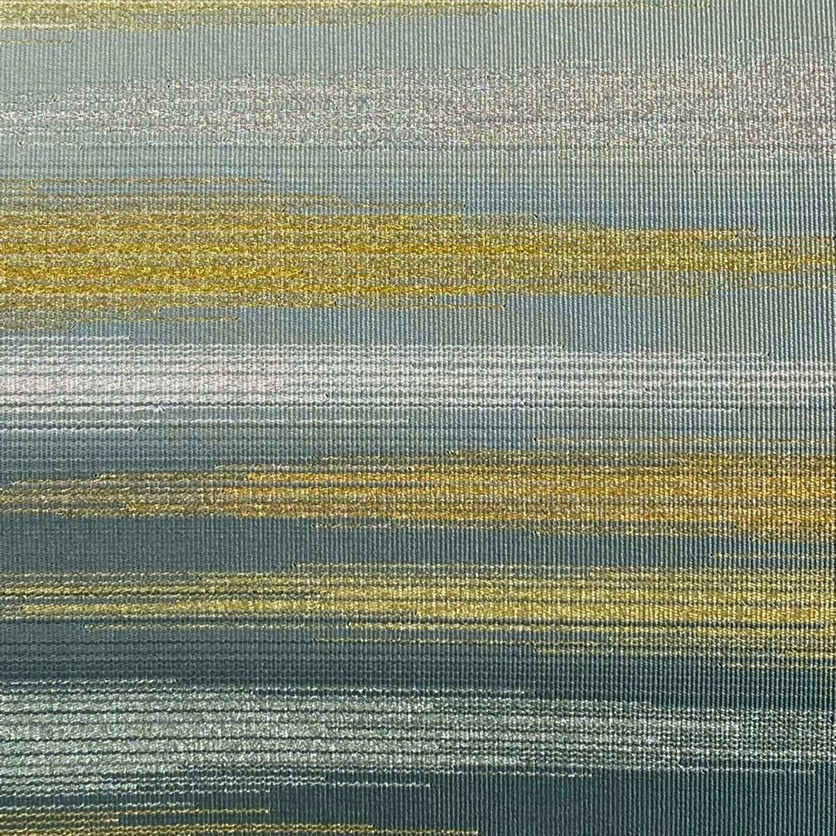 袋帯 秀品 落款 霞 金銀糸 緑 お太鼓柄 正絹