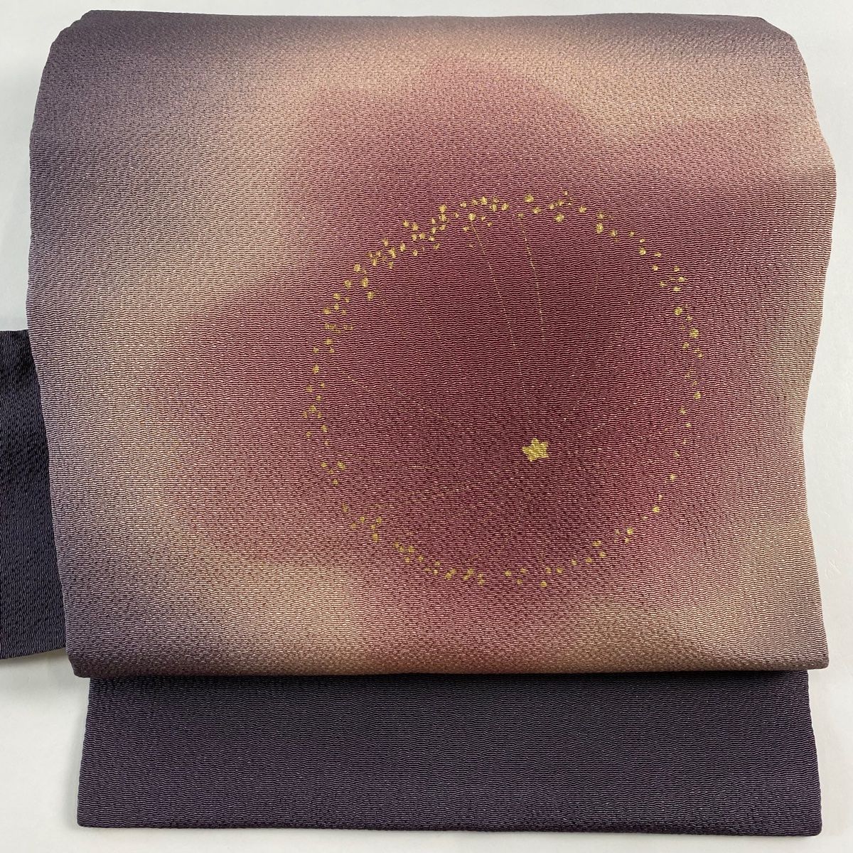 名古屋帯 秀品 桜 金彩 ぼかし 灰紫 正絹