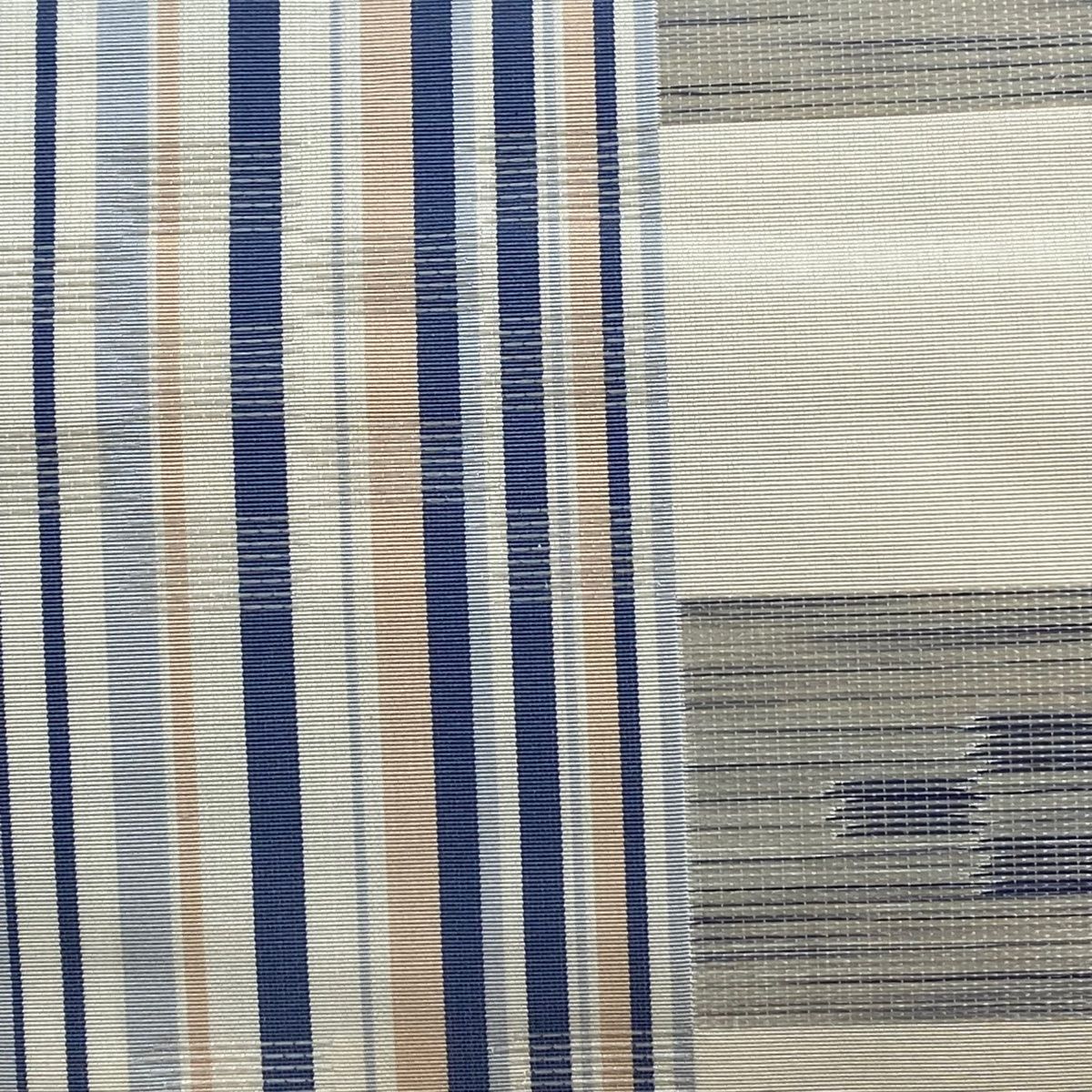 袋名古屋帯 秀品 縞 幾何学 クリーム 正絹