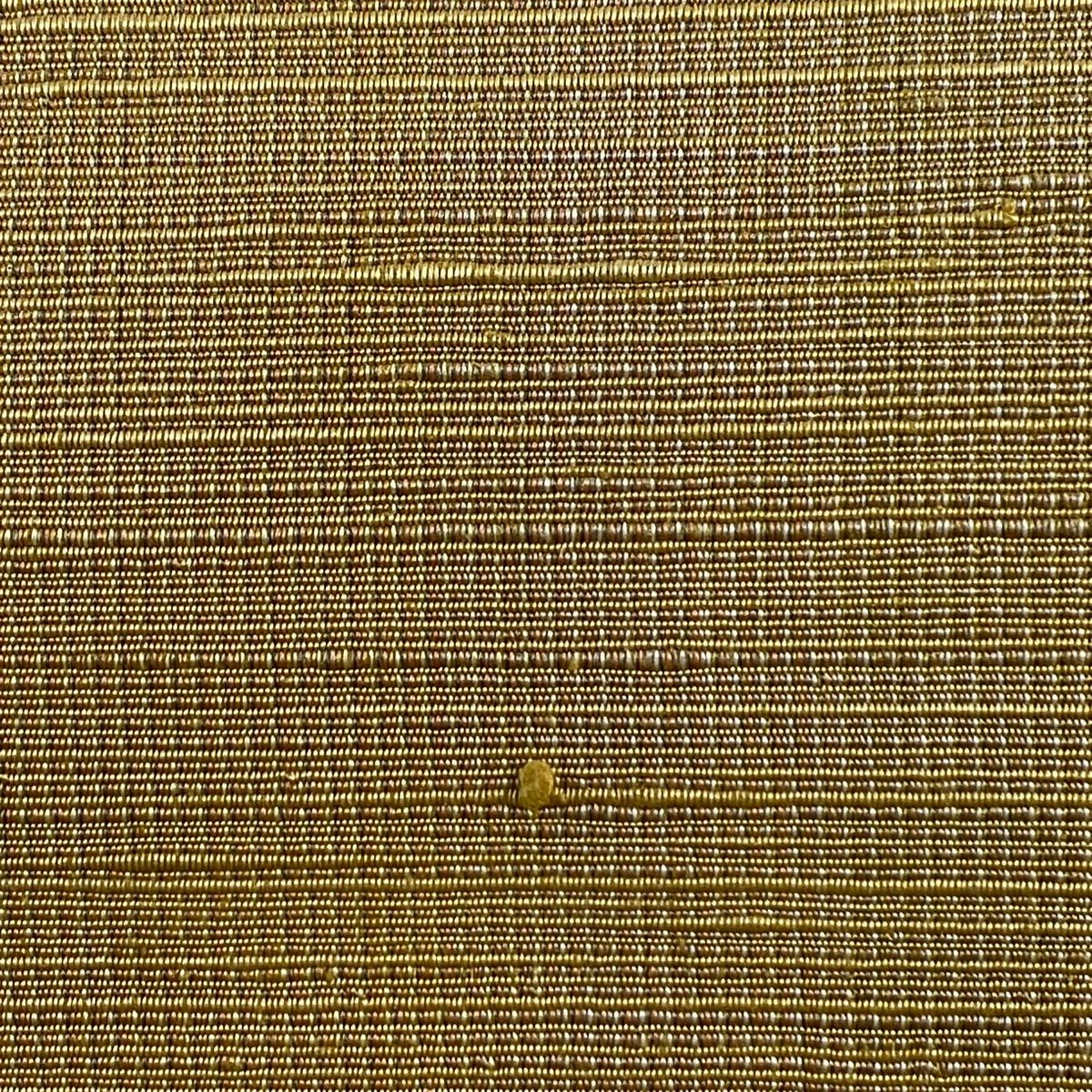 開き名古屋帯 秀品 紬地 幾何学模様 山吹色 正絹