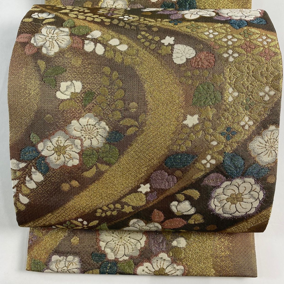 袋帯 秀品 やまと 辻ヶ花柄 流水 箔 金色 全通 正絹