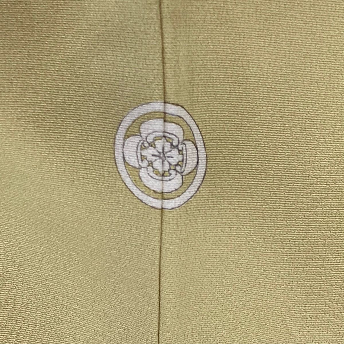  色留袖 身丈159 cm 裄丈65.5 M 袷 落款 松 霞 金糸 薄黄 正絹 秀品 一つ紋 色留袖 着物