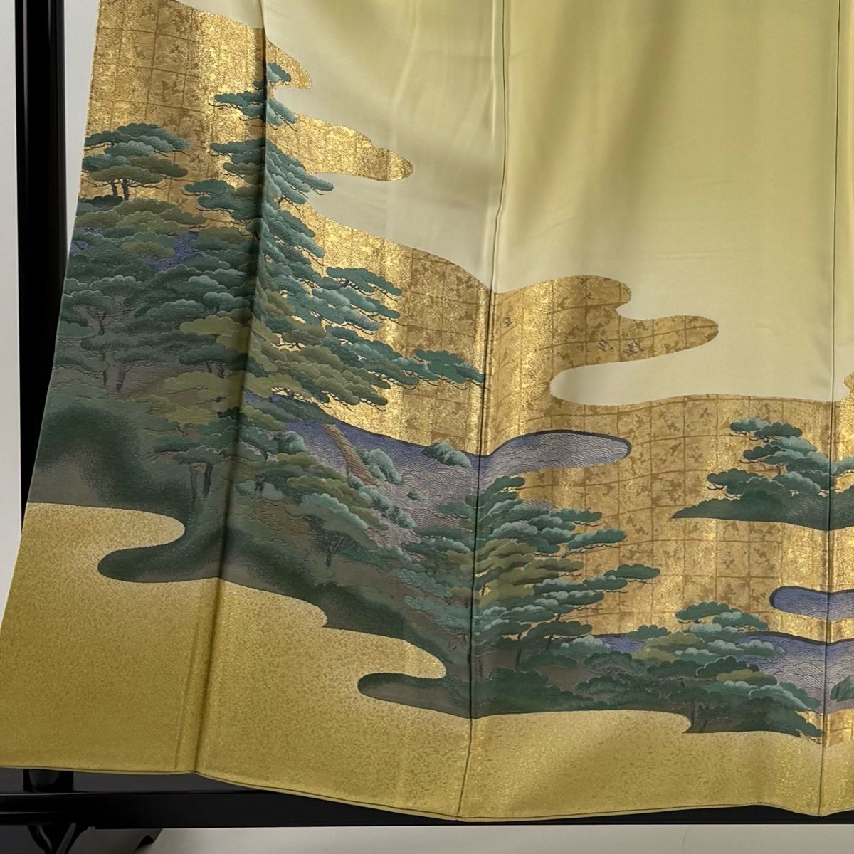 色留袖 身丈159 cm 裄丈65 5 M 袷 落款 松 霞 金糸 薄黄 正絹 秀品 一つ紋