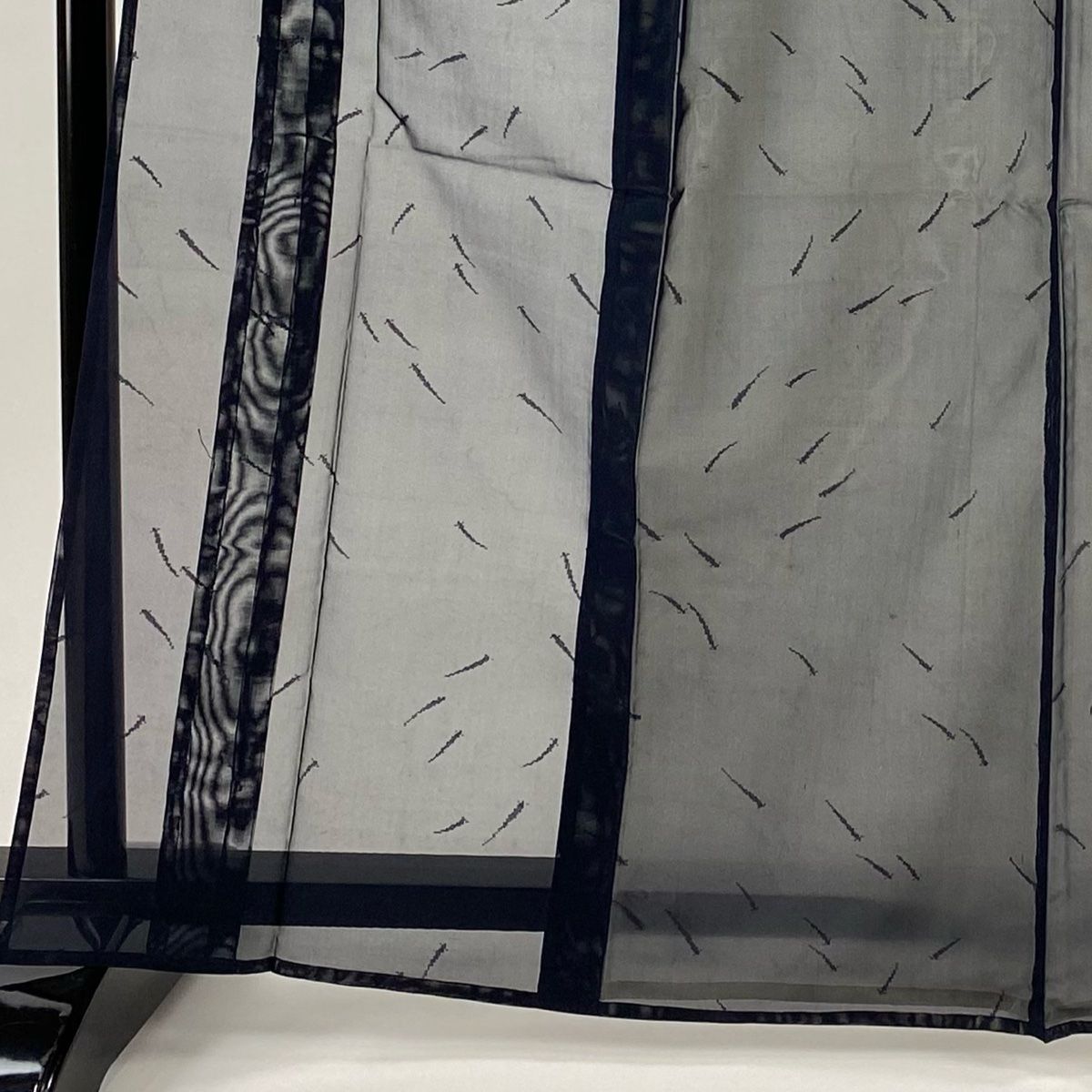 小紋 身丈165 cm 裄丈66 M 薄物 紗 稚魚 濃紺 正絹 秀品