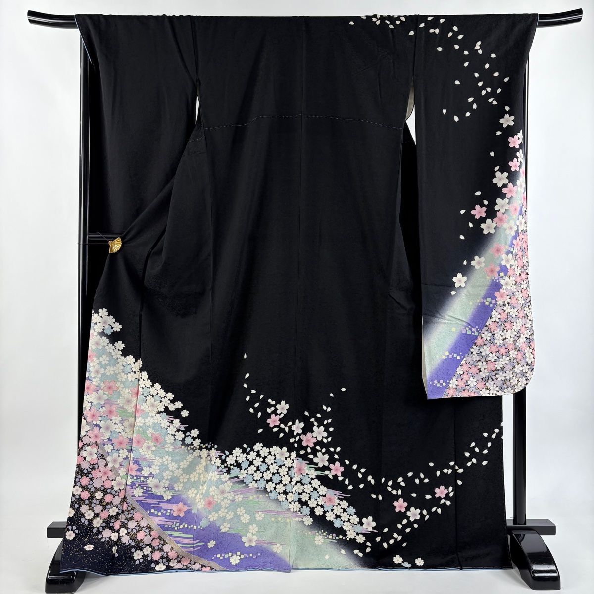 5)着物　袷　振袖　絞り　正絹　身丈170cm 仕付け糸付き 5)着物 袷 振袖 絞り 正絹 身丈170cm 仕付け糸付き 5)着物 袷 振袖