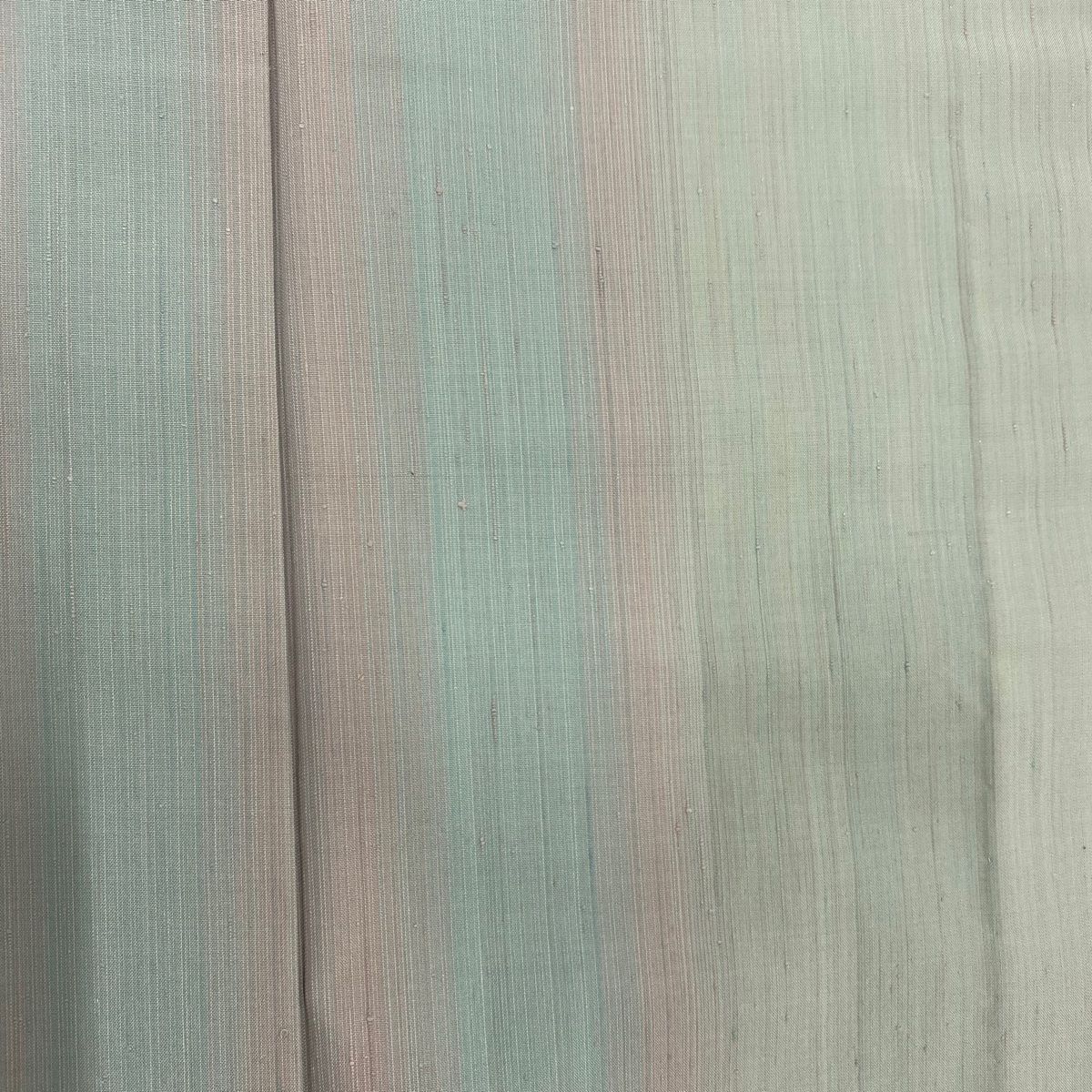  紬 身丈160.5 cm 裄丈64.5 M 単衣 縦縞 薄緑 正絹 秀品 紬 着物