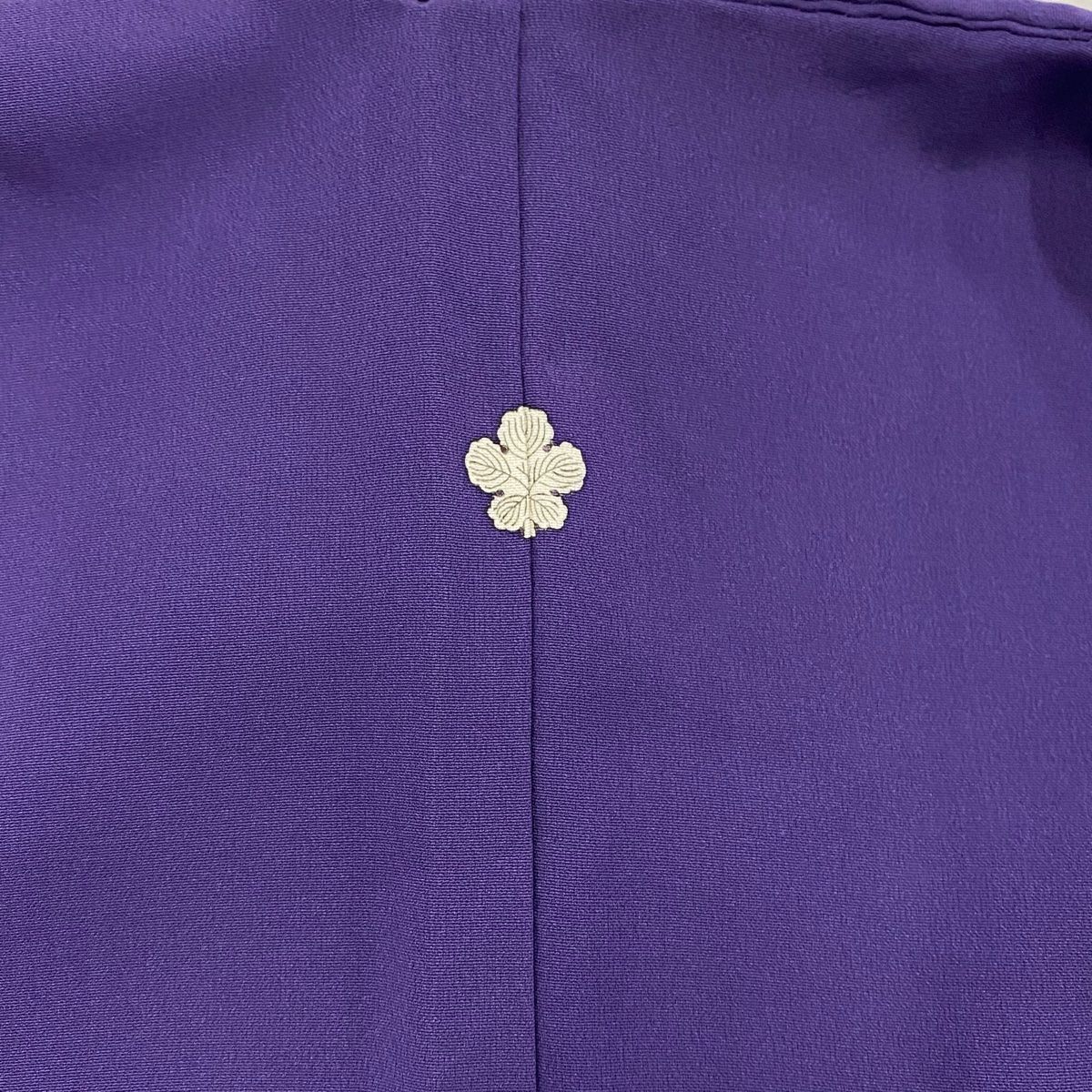 寿光織 色留袖＊袷着物 長尺トールサイズ 源氏 背紋有 灰青 正絹 25H42