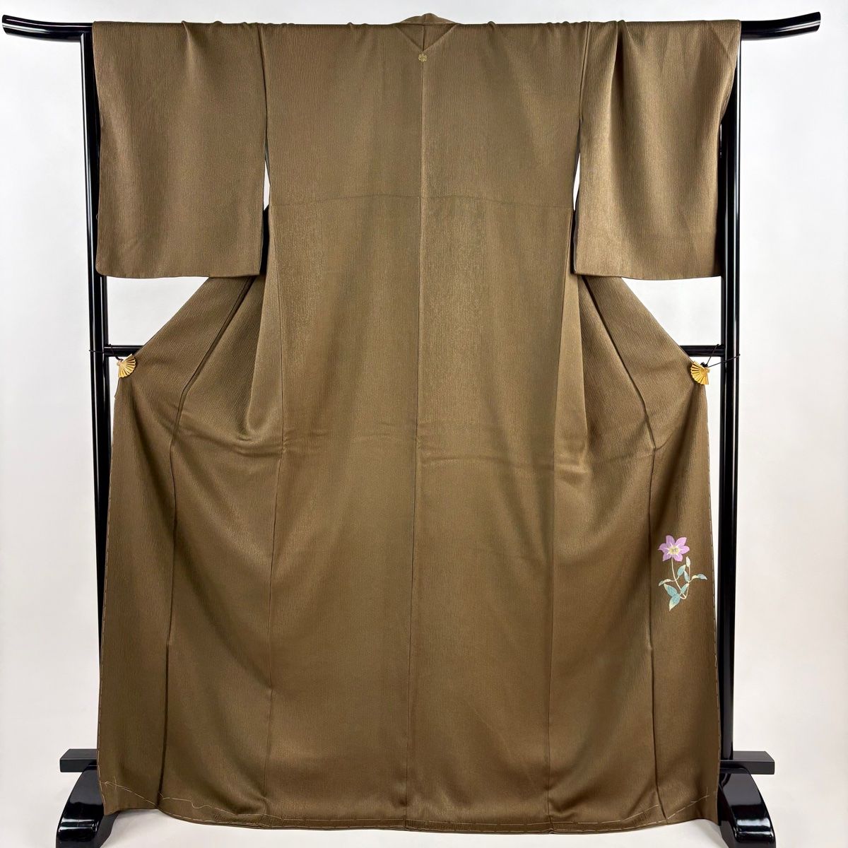 色無地 身丈173 cm 裄丈69 L 袷 二代目清次郎 落款 焦茶色 正絹 秀品 一つ紋