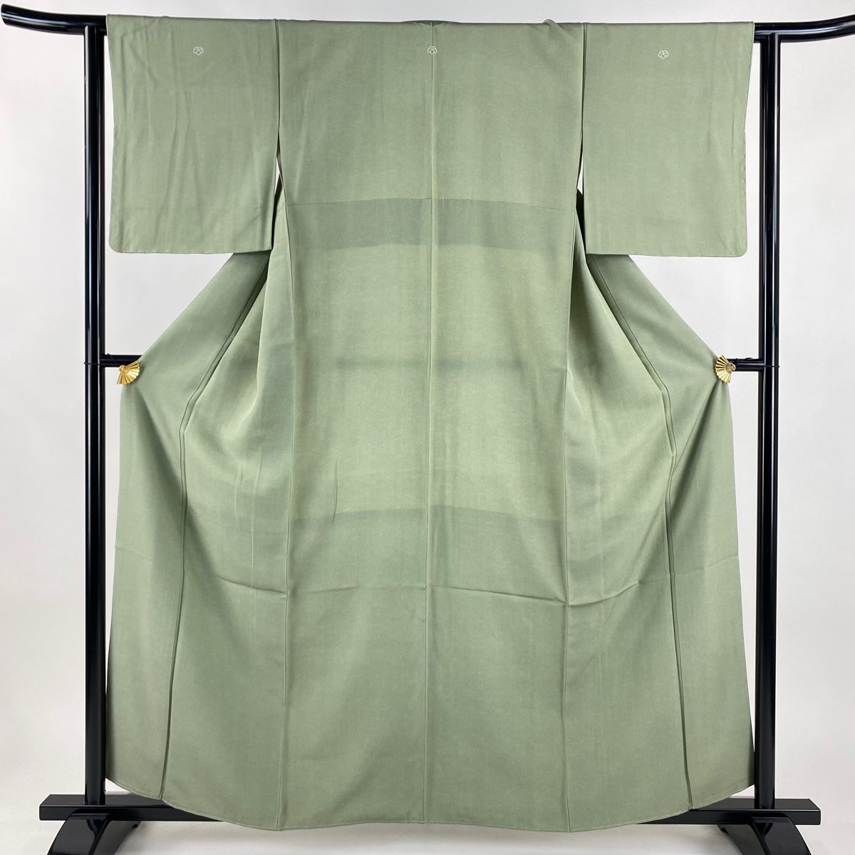 江戸小紋 身丈158 cm 裄丈62 S 袷 落款 鮫 よもぎ色 正絹 秀品 三つ紋