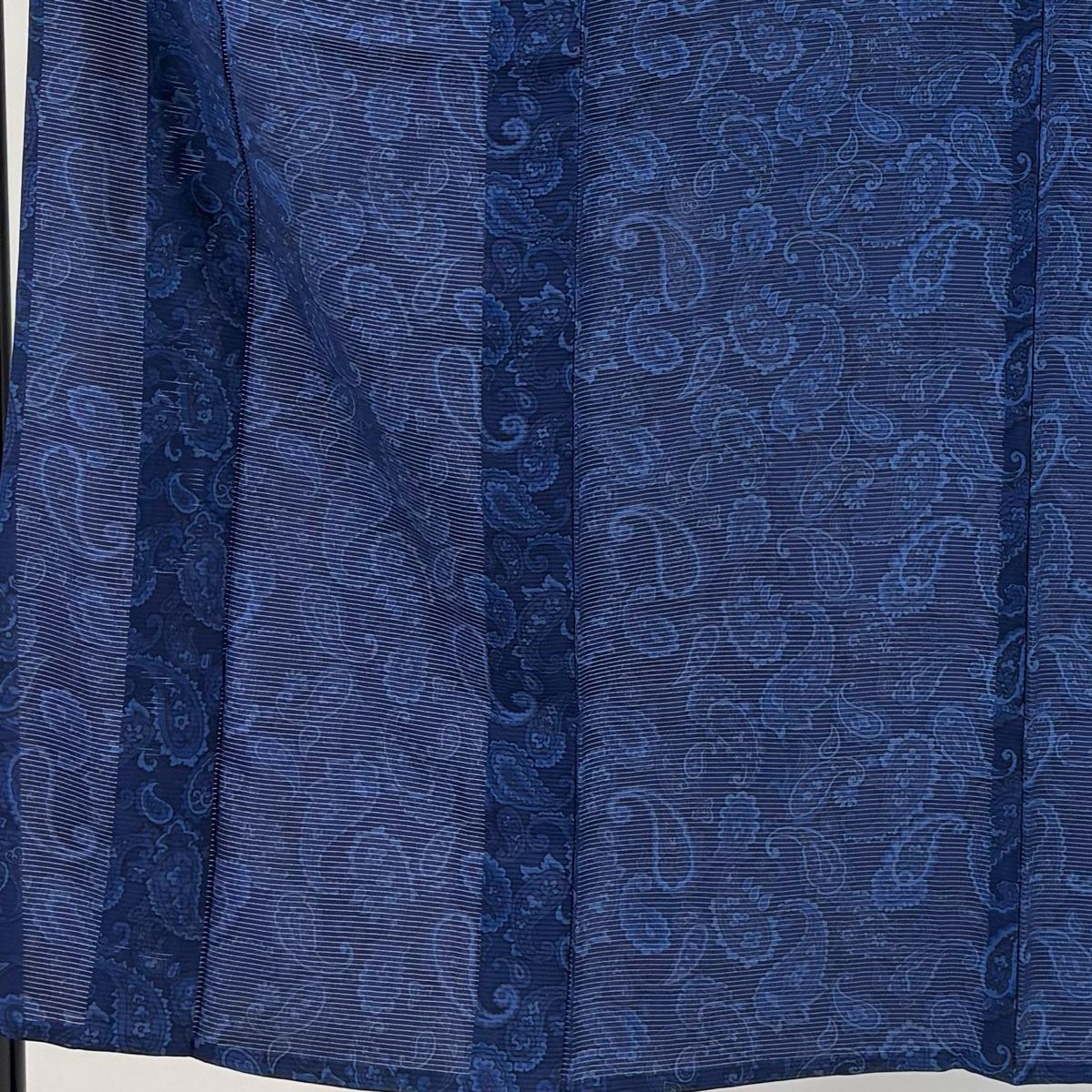 小紋 身丈153 cm 裄丈63 S 薄物 絽 ペイズリー 草花 紺色 正絹 秀品