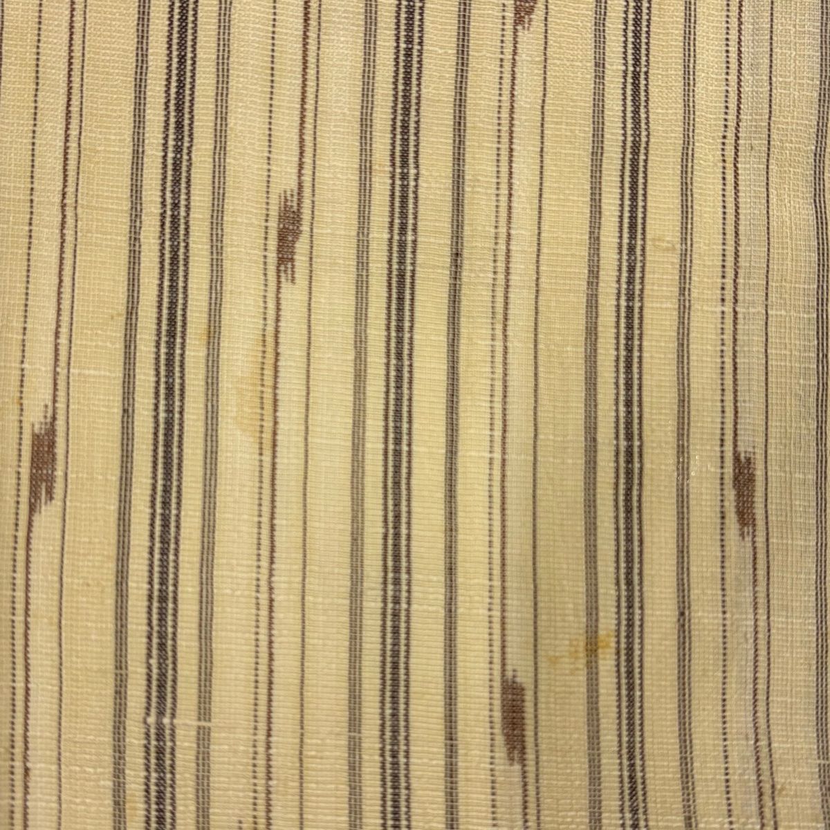  紬 身丈160 5 cm 裄丈65 M 単衣 縦縞 幾何学模様 ベージュ 正絹 秀品 紬 着物