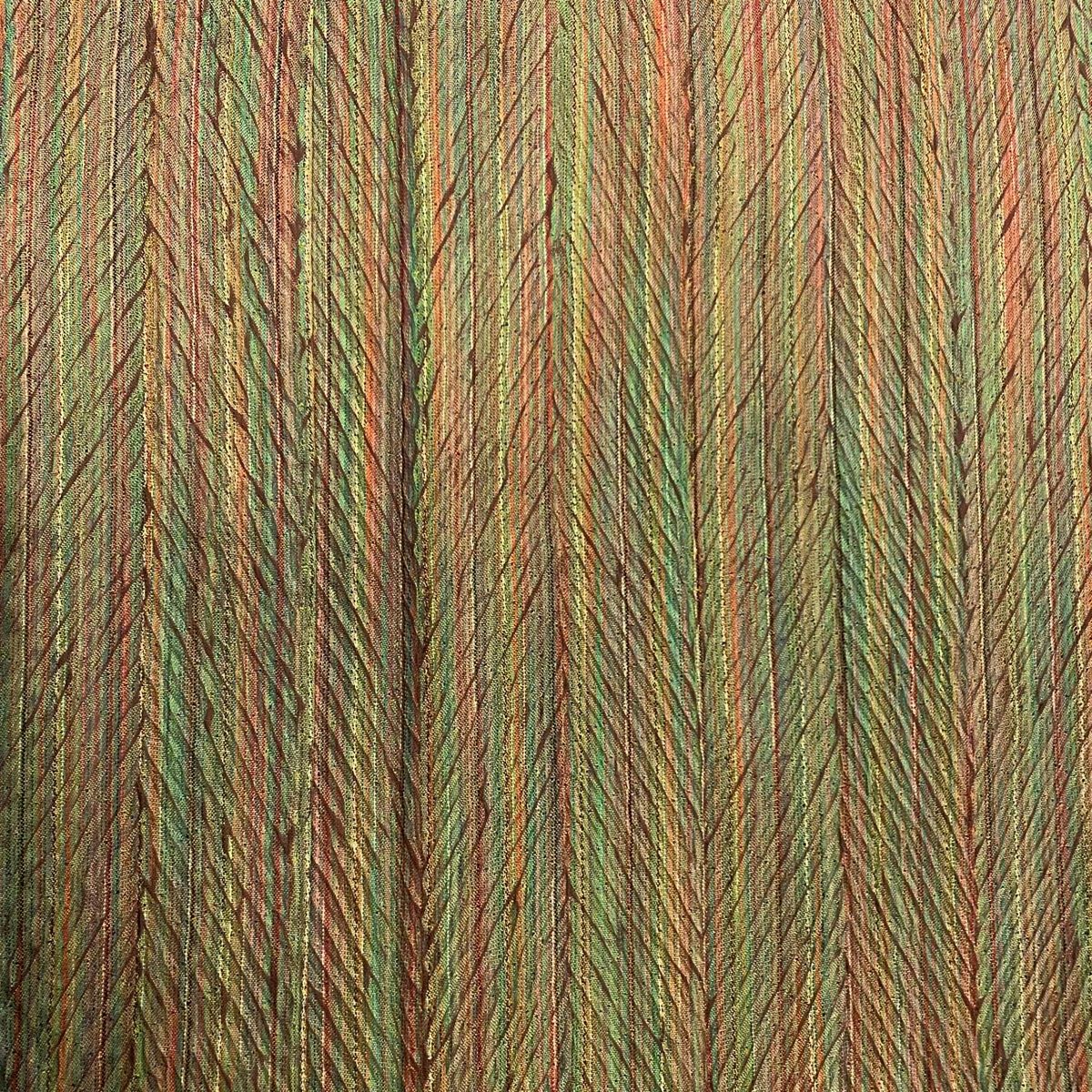  小紋 身丈156 cm 裄丈61 S 袷 ほていや 縦縞 絞り 灰緑 正絹 秀品 小紋 着物