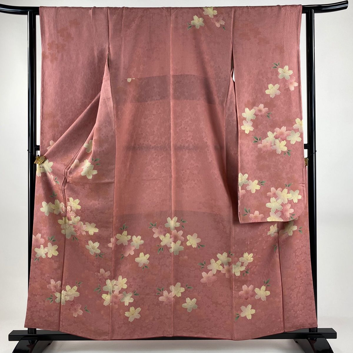 振袖 身丈155.5cm 裄丈62.5cm S 袷 桜 手毬 金糸 金彩 黄色 正絹 秀品 