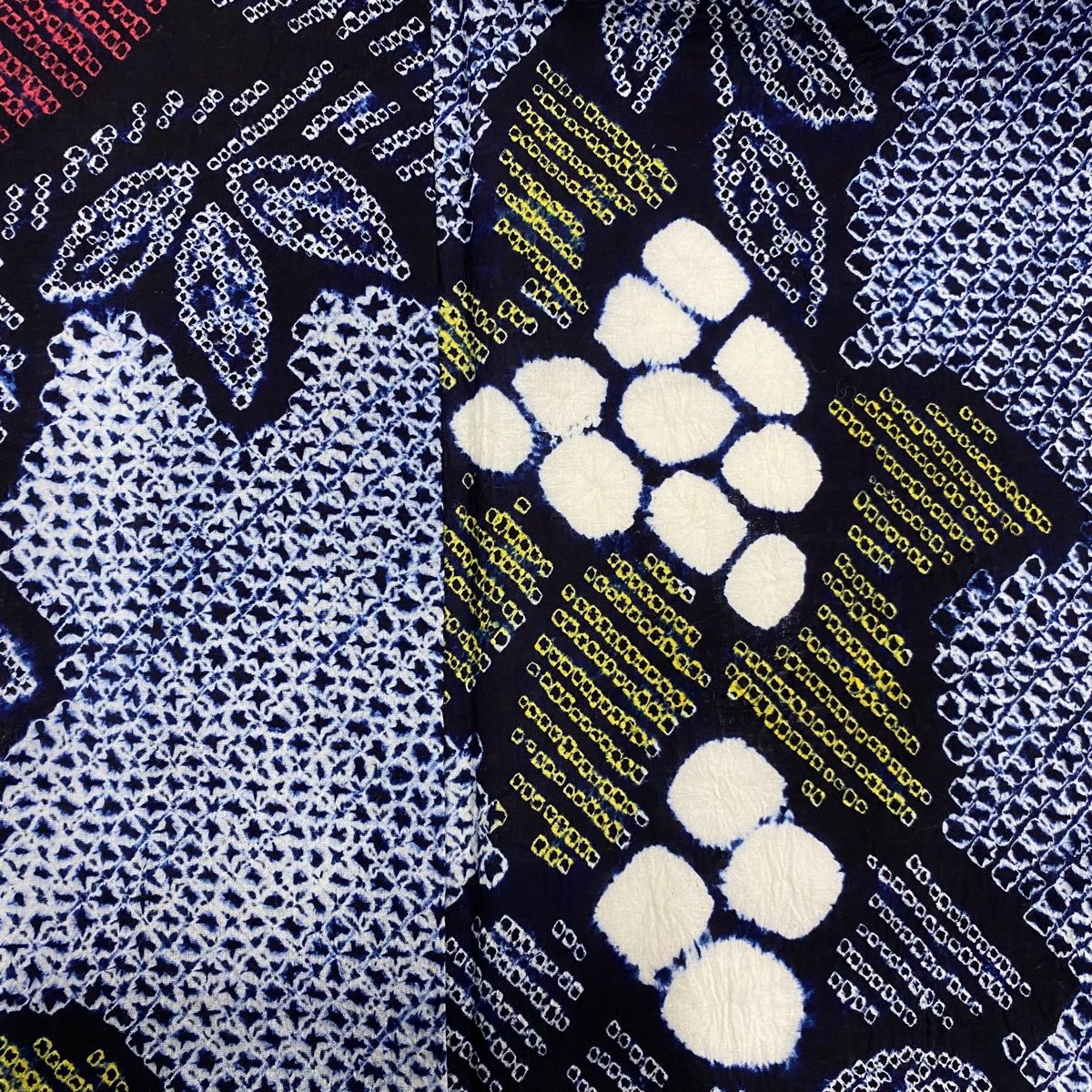 浴衣 身丈152cm 裄丈60.5cm S 絞り浴衣 草花 紺色 綿 名品 【中古