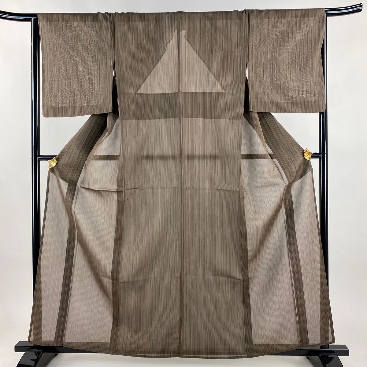 紬 身丈161 cm 裄丈65 5 M 薄物 夏紬 縞 茶色 正絹