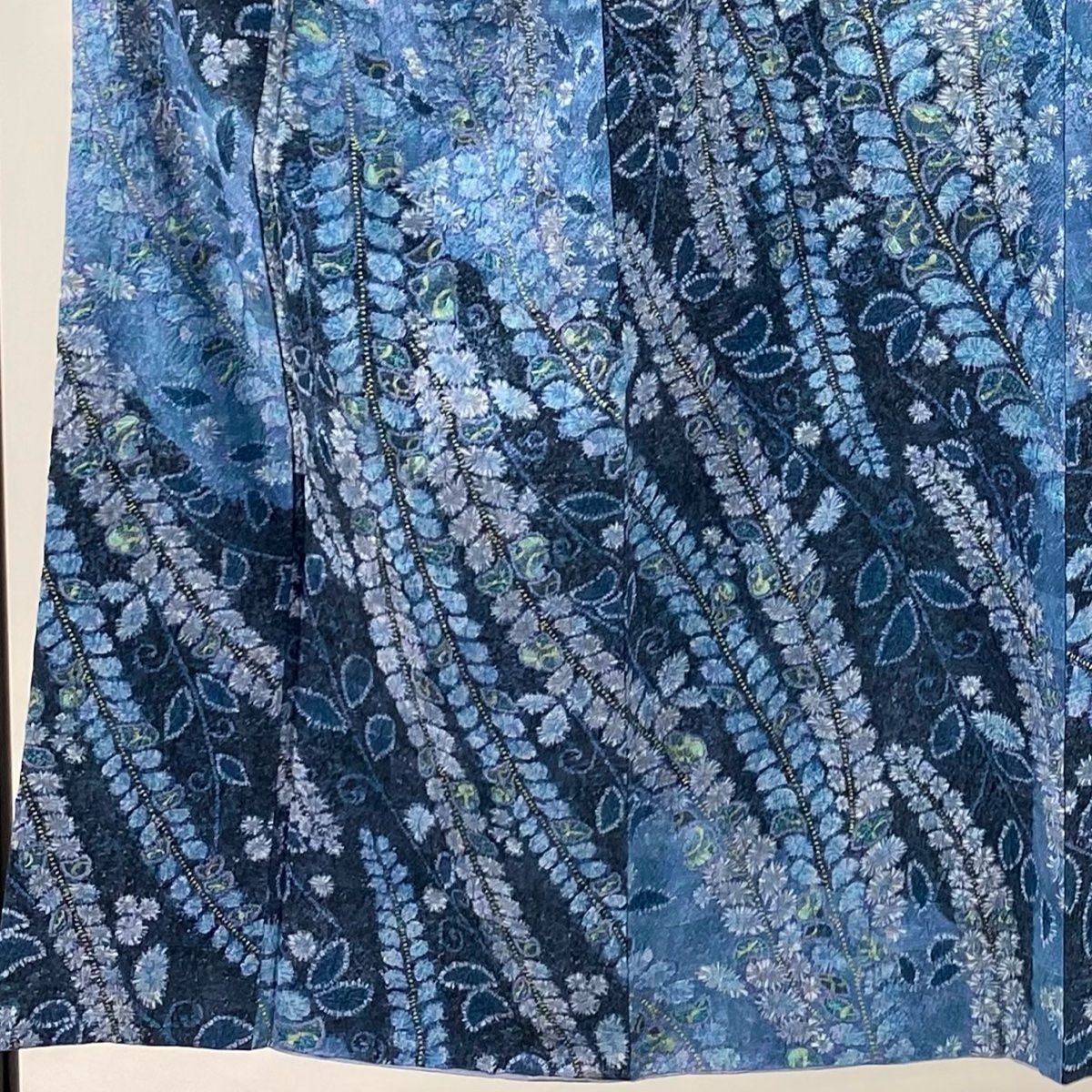 小紋 身丈151 cm 裄丈62 S 袷 草花 絞り 金彩 青灰色 正絹