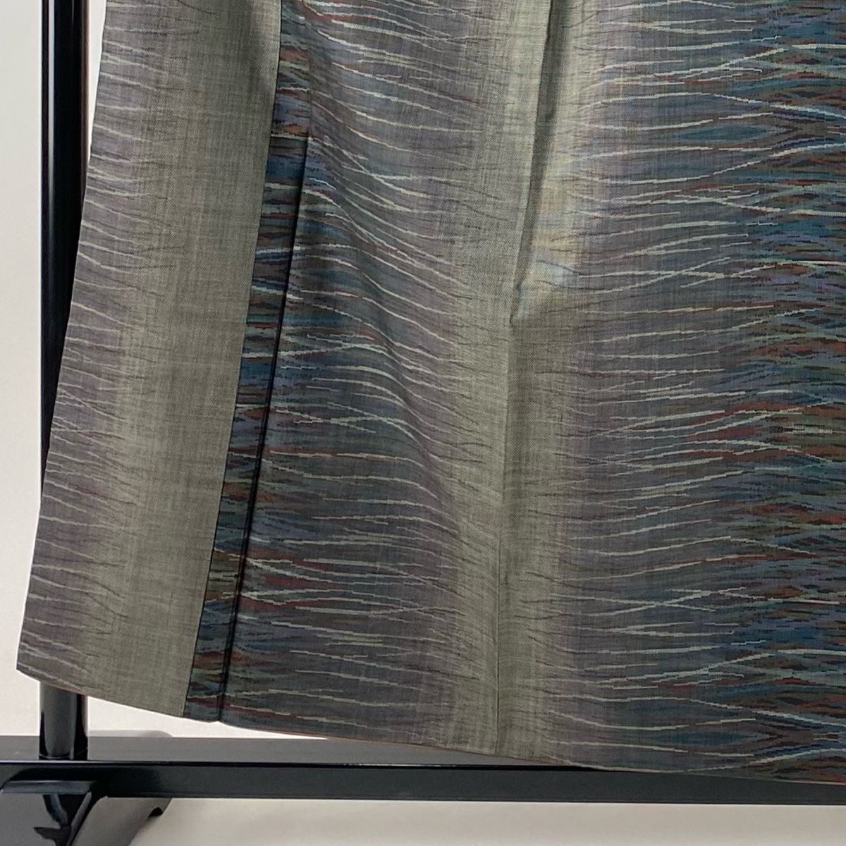 紬 身丈158 cm 裄丈66 M 袷 幾何学 焦茶色 正絹