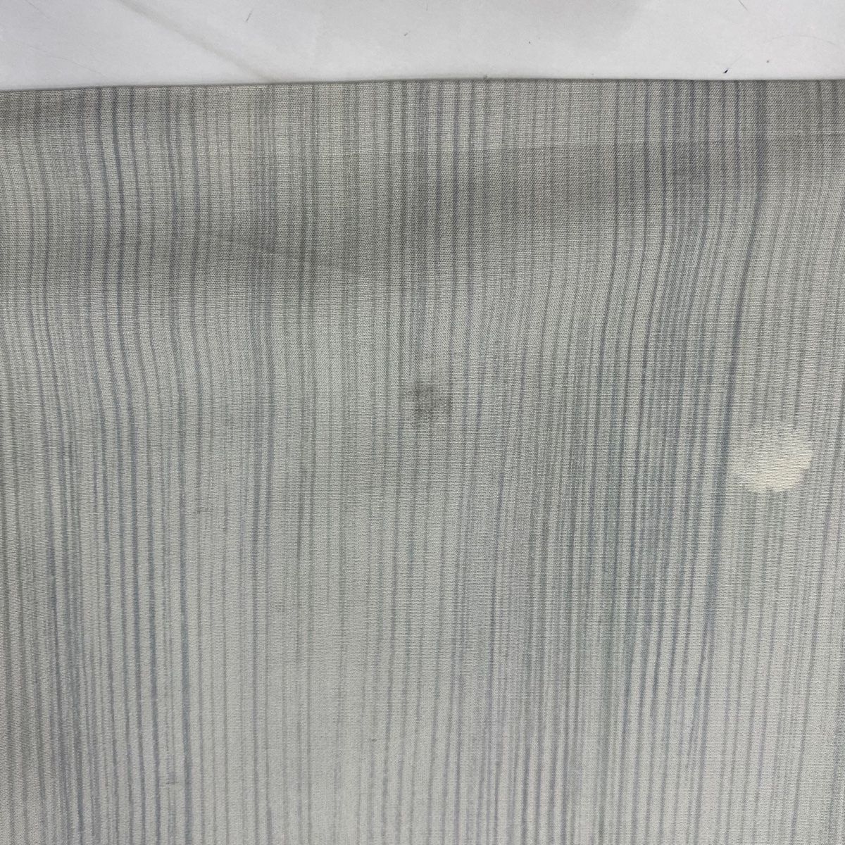  小紋 身丈158 cm 裄丈69 L 薄物 夏牛首紬地 落款 証紙 縦縞 雪輪 灰緑 正絹 小紋 着物