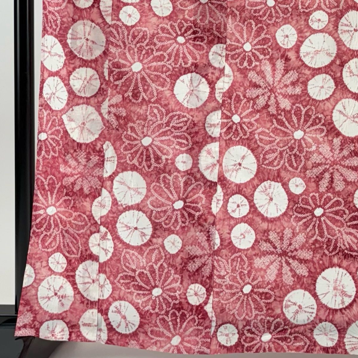 浴衣 身丈162.5 cm 裄丈67 M 絞り浴衣 菊 濃ピンク 綿