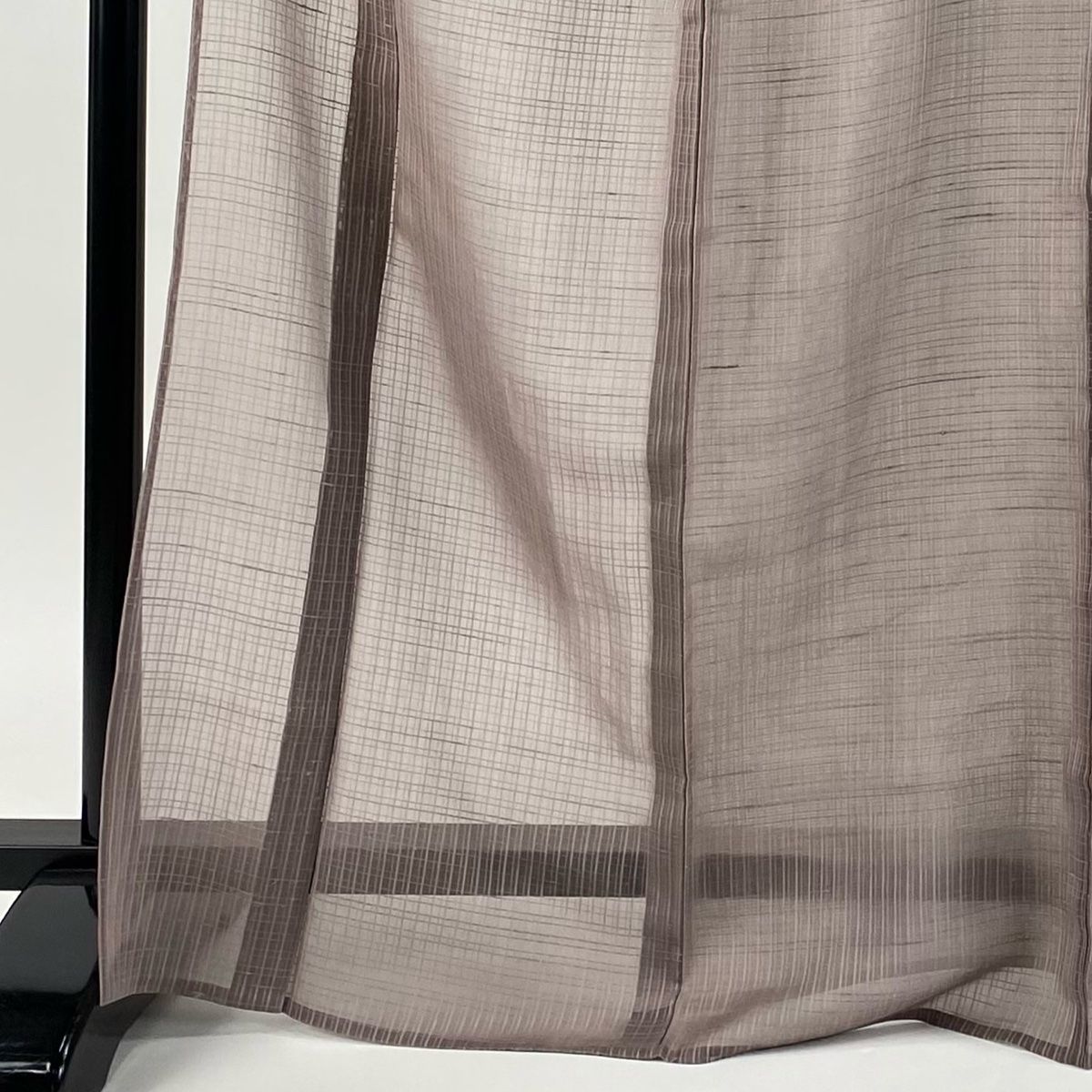 紬 身丈169 cm 裄丈66 M 薄物 夏紬 格子 灰茶 正絹